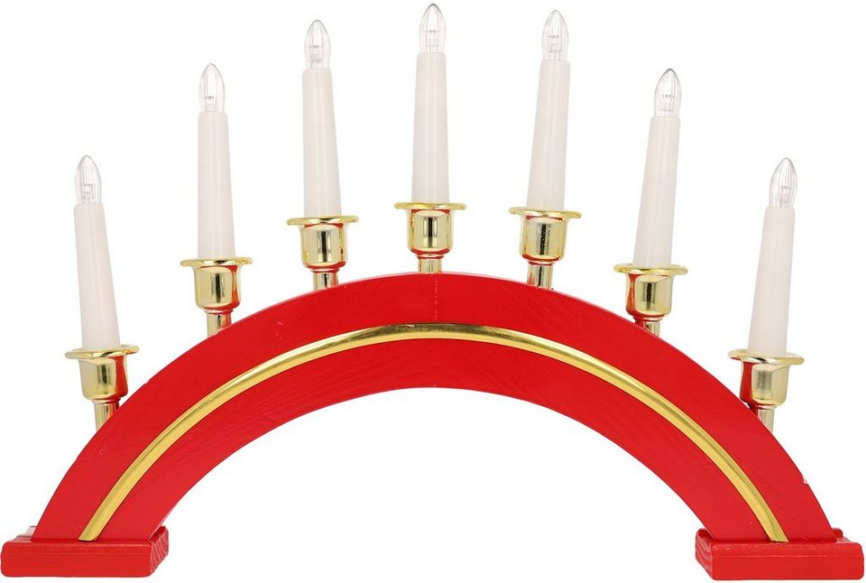 Myflair Möbel & Accessoires LED Dekoobjekt, LED fest integriert,  Kerzenbrücke mit 7 LED Kerzen, Höhe ca. 27 cm, Weihnachtsdeko rot