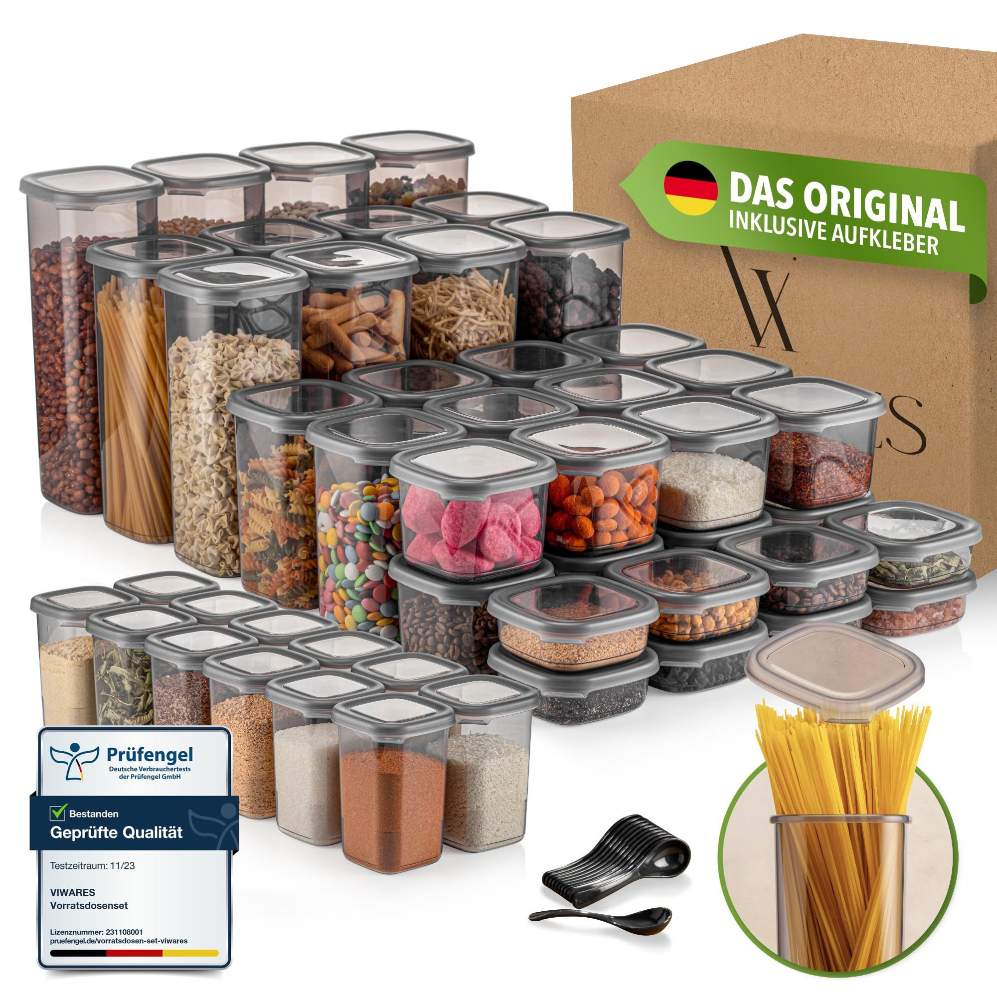 Viwares Vorratsdose Viwares Praktisches Vorratsdosen-Set Mix Eck 48er PEGGY, (Set, 48-tlg., Peggy), Einheitliche Deckel