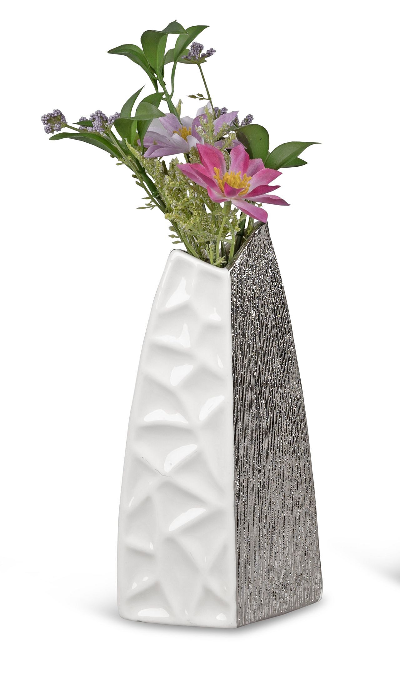 formano Tischvase Tischvase White Silver Relief, Mehrfarbig B:11cm H:20cm Porzellan