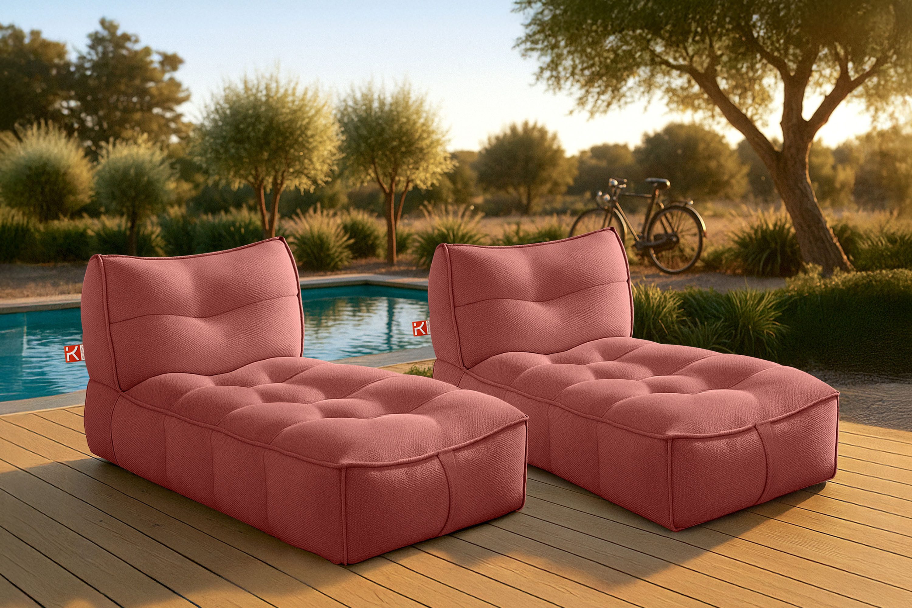 KONSIMO® Gartenliege LOVIA Sonnenliege, Gartenmöbel, Relaxsessel, Premiumqualität aus EU, wetterbeständig, rutschfeste Unterseite, ultra-robuste Griffe, hochwertiger Sitzkomfort, mit integrierter Schutzhülle