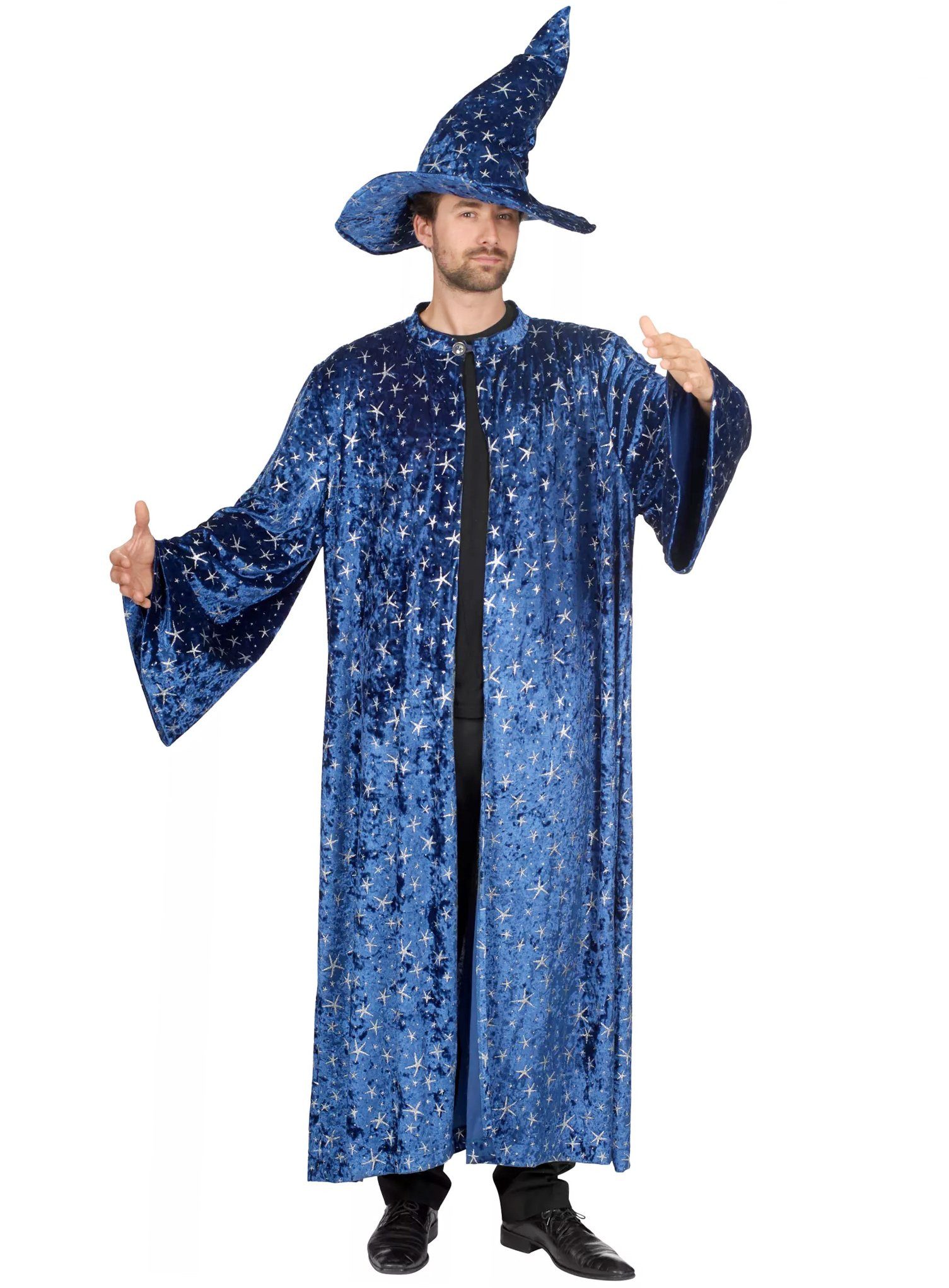 Metamorph Zauberer-Kostüm Zauberer Magier - Karneval Faschingskostüm Herren, Zaubererkostüm mit Sternenmuster