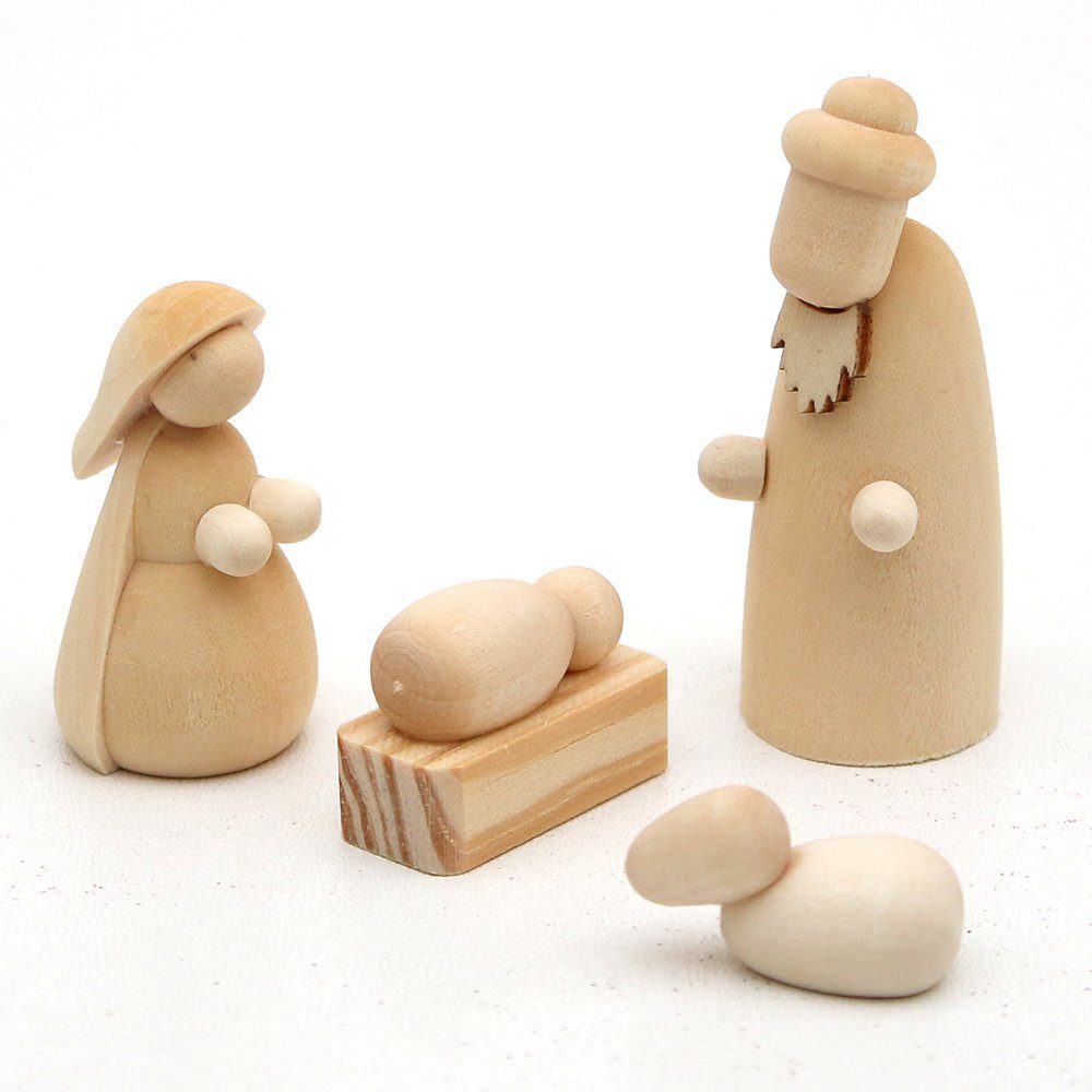 Dekohelden24 Krippe Holz Krippenfiguren, Größe über Dropdown-Menü wählbar (4-tlg)