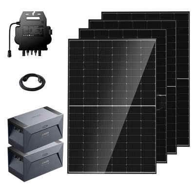 E.For.U Solarmodul Balkonkraftwerk mit Speicher (1720W, 3200Wh), Monokristallin, (Photovoltaik Mini-PV Anlage 2x Solarbank E1600 (1600Wh) und 4x Balkonkraftwerk (430W) Bifazialer Glas-Glas Solarmodule Komplettset, Kostenloses OTA-Update 800W-Mikro-Wechselrichter, 0% MwSt), inkl. 5m Kabel