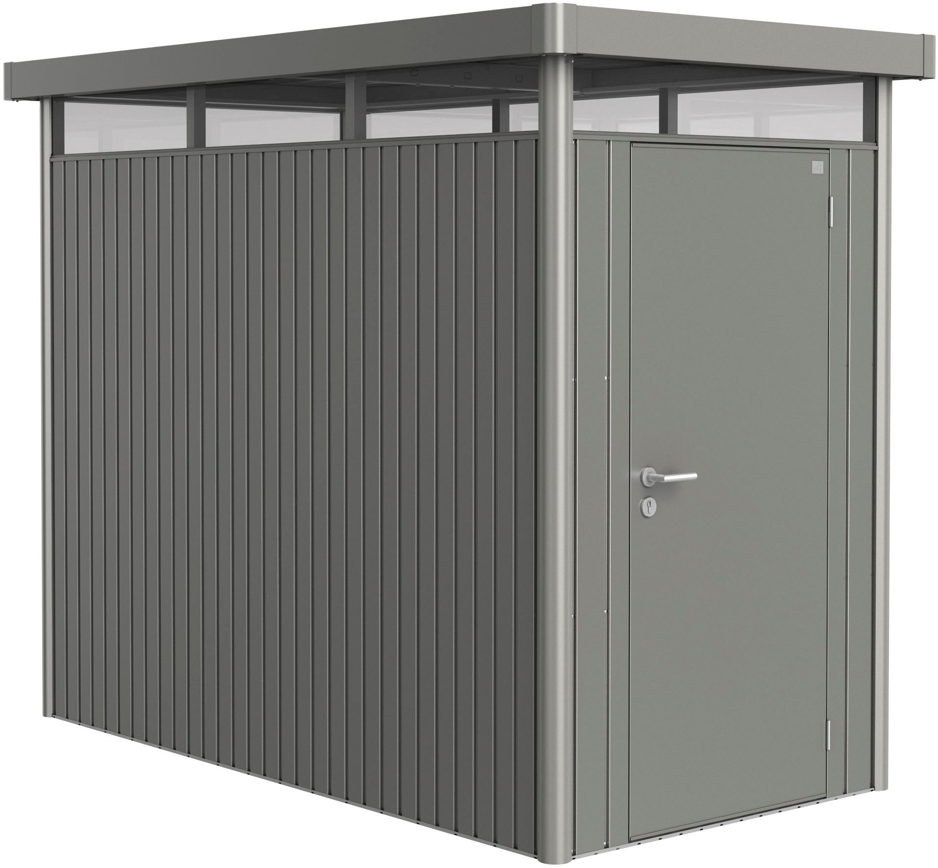 Biohort Gerätehaus HIGHLINE Gr. HS, verschiedene Farben, BxT: 155x275 cm, stylisches Metall-Gartenhaus mit Flachdach