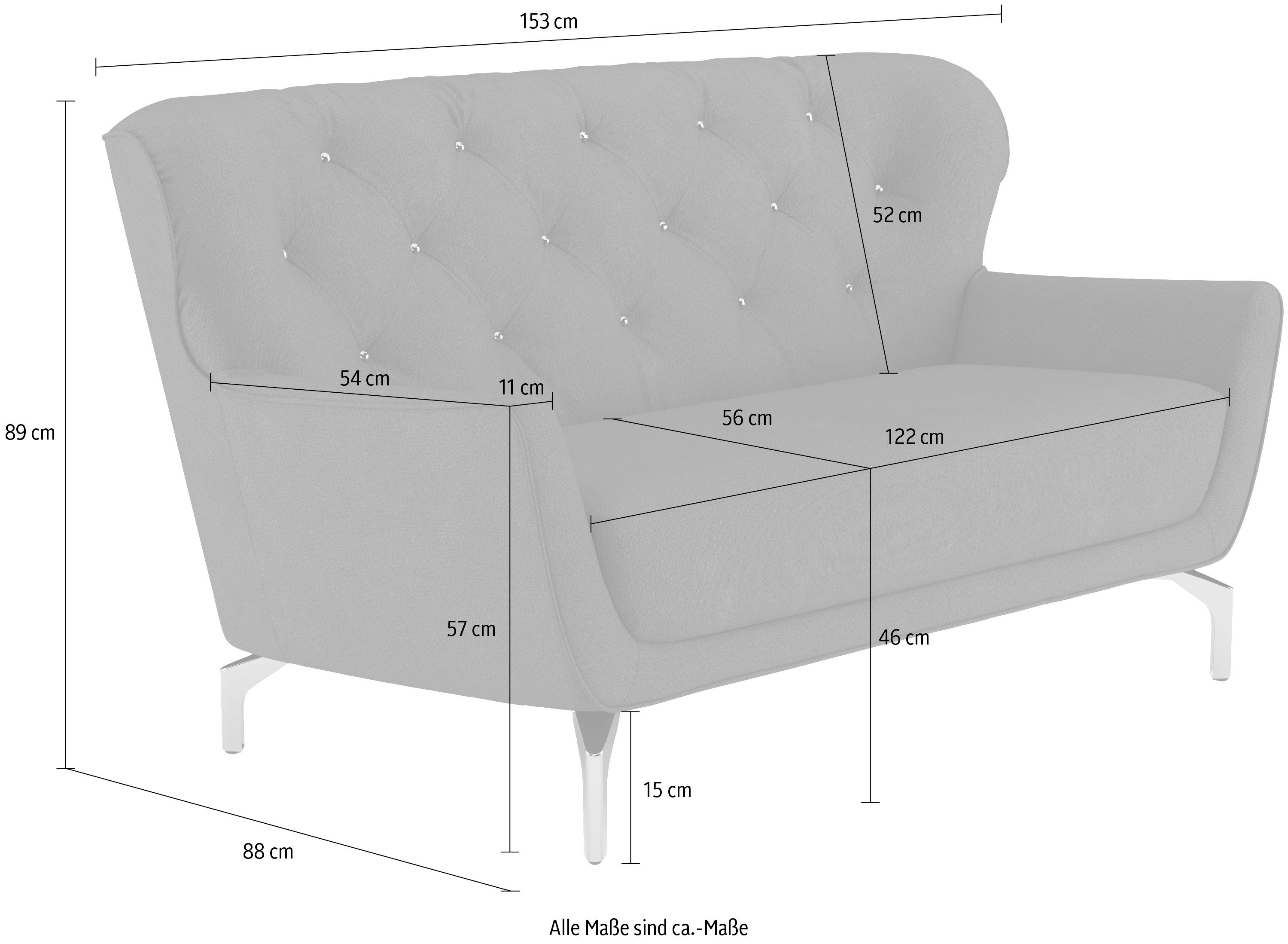 sit&more 2-Sitzer Orient 3, inkl. 2 Zierkissen mit Strass-Stein, goldfarbene Metallfüße