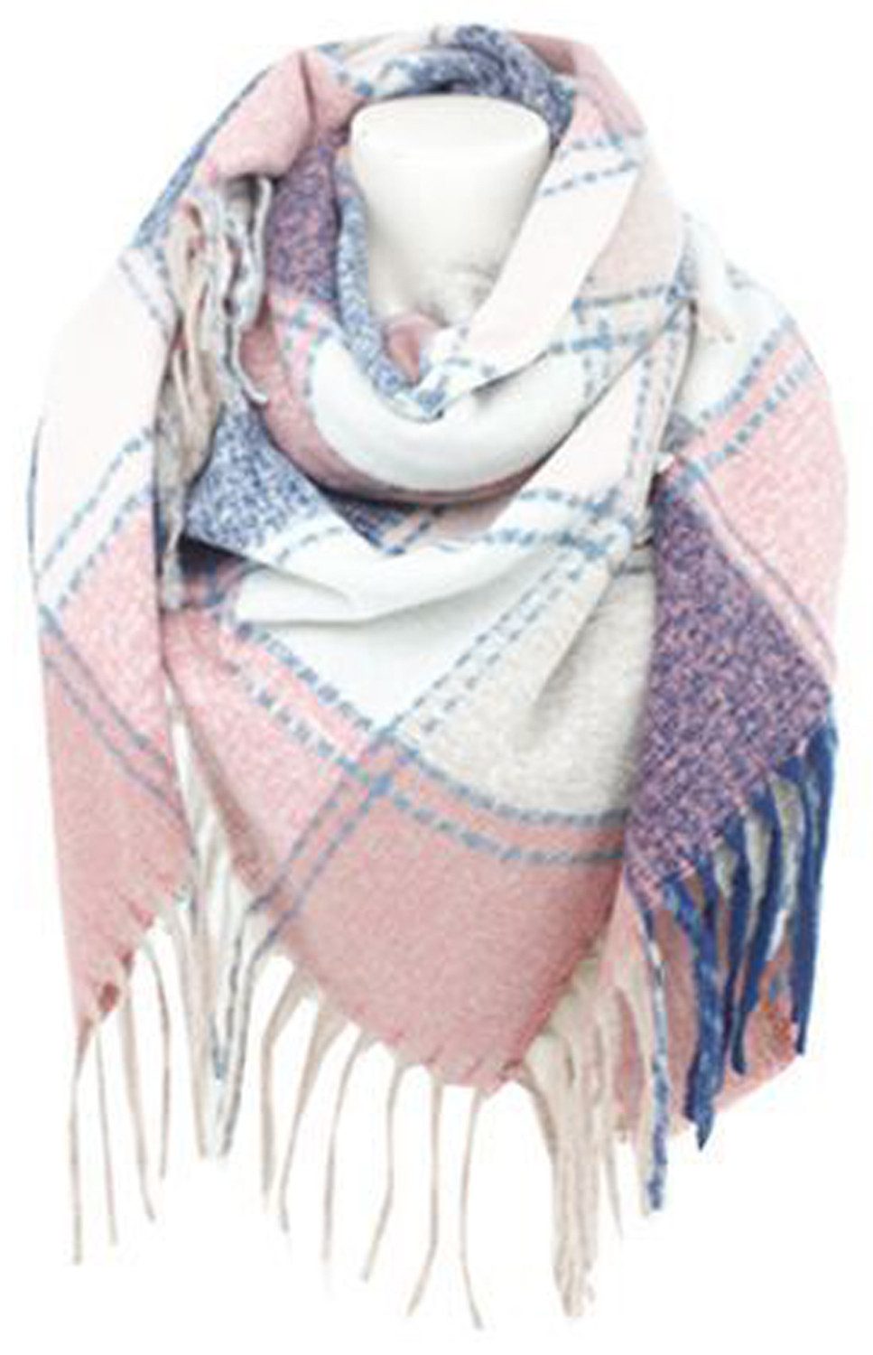 chic4home Schal Winter Weave, (1-St. 1-teilig), Damen Schal ca.125x125cm Karo-Design Kaschmir-Gefühl Winter Herbst