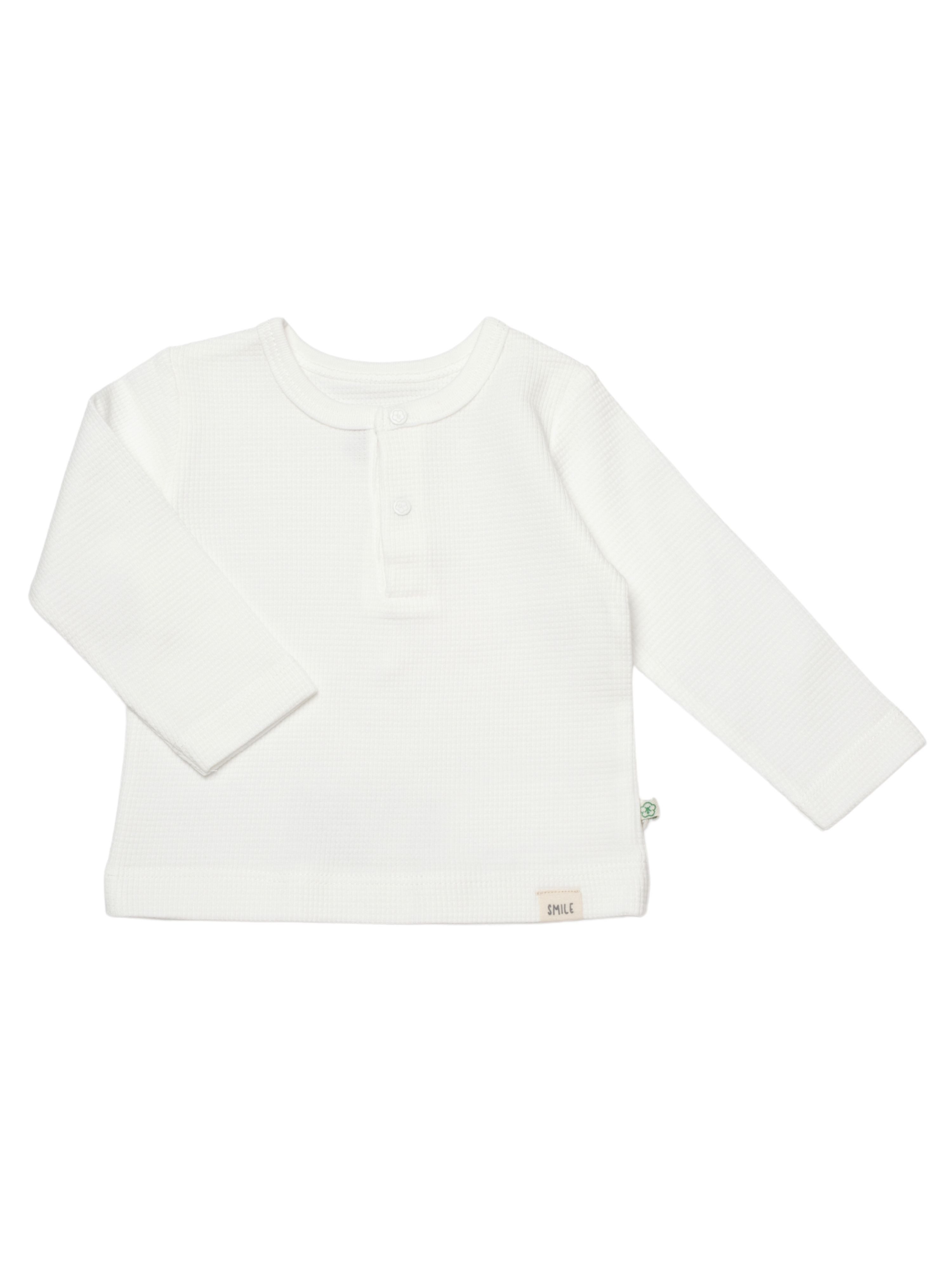 biorganic Langarmshirt & Hose Baby Waffle Smile für Jungen und Mädchen Unisex Langarm (2-tlg., Shirt & Hose) Waffelmuster, Bio-Baumwolle Größe 68-86