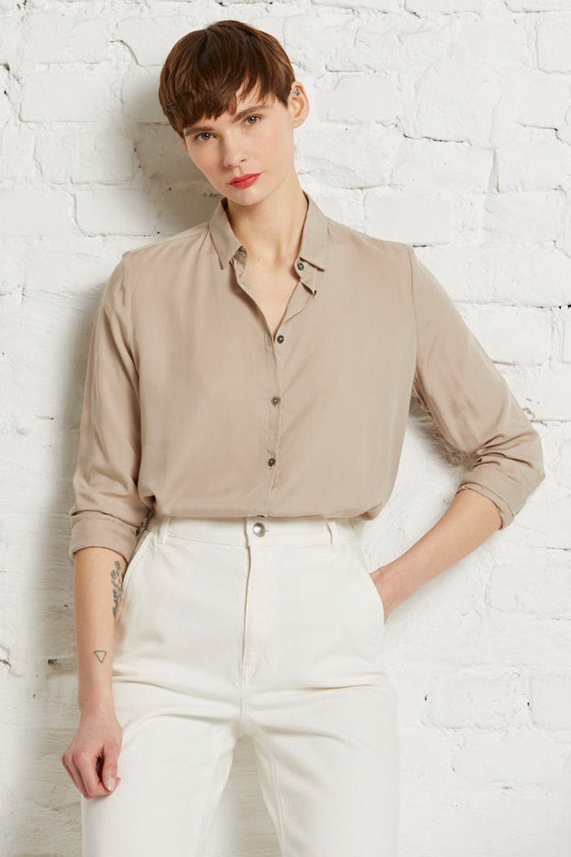 222 - blouse Klassische light TENCEL Contemporary sand Bluse wunderwerk