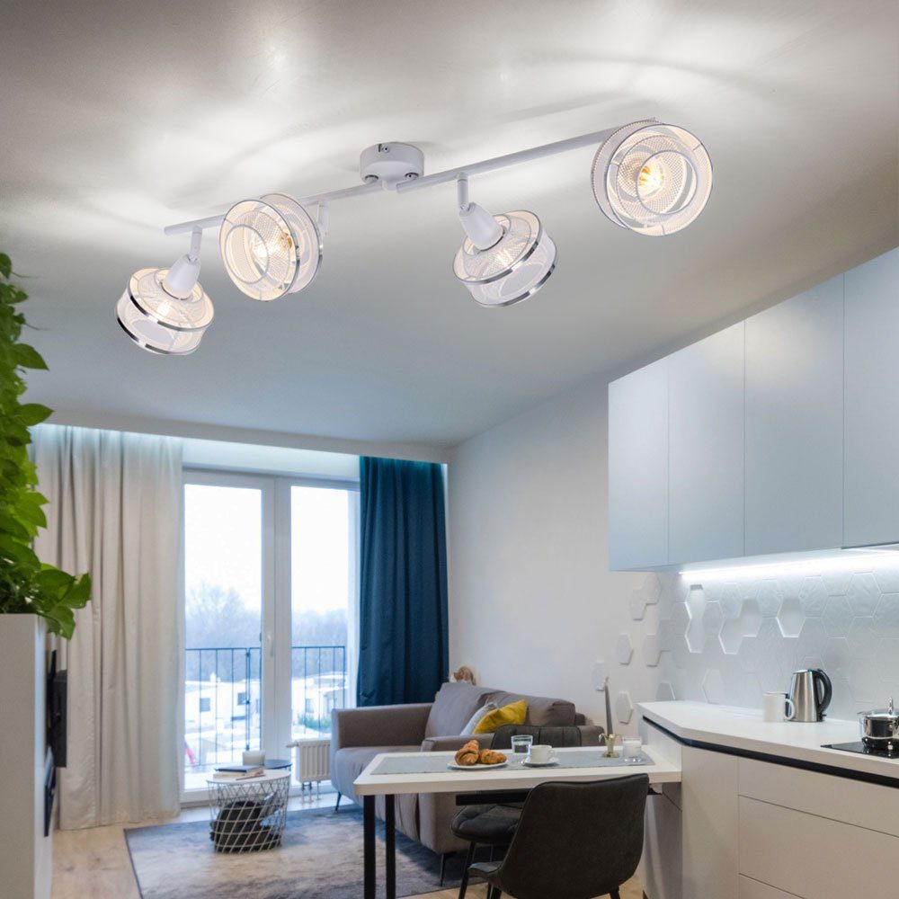 Globo LED Deckenspot, Leuchtmittel nicht Flammig inklusive, 4- Beleuchtung Spot Weiß Gitter-Geflecht Decken Lampe