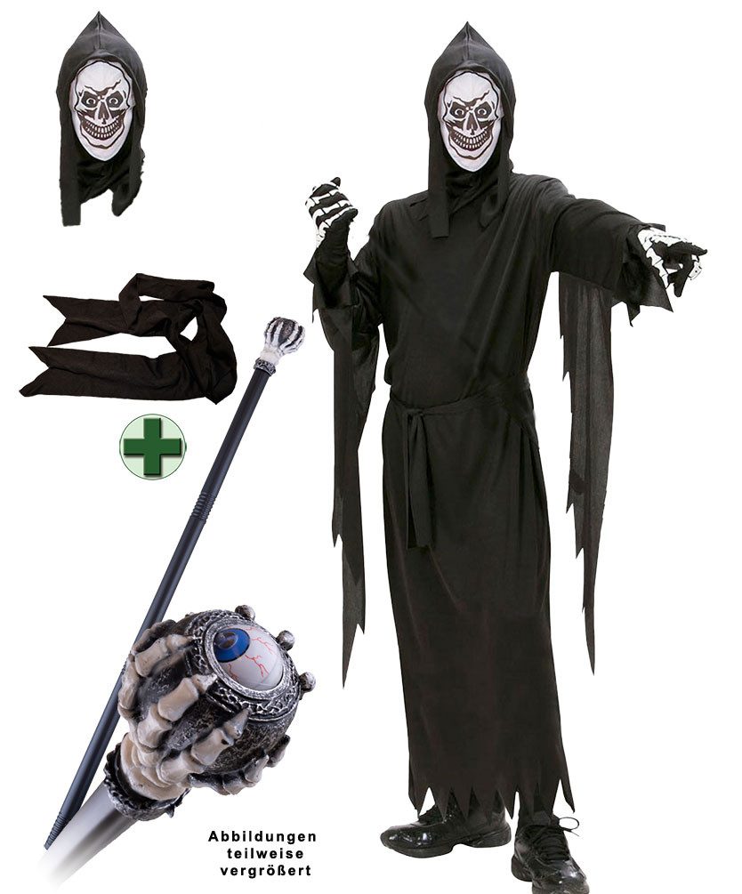Zauberer-Kostüm Kinder Halloween Hexenmeister Magier mit Stab