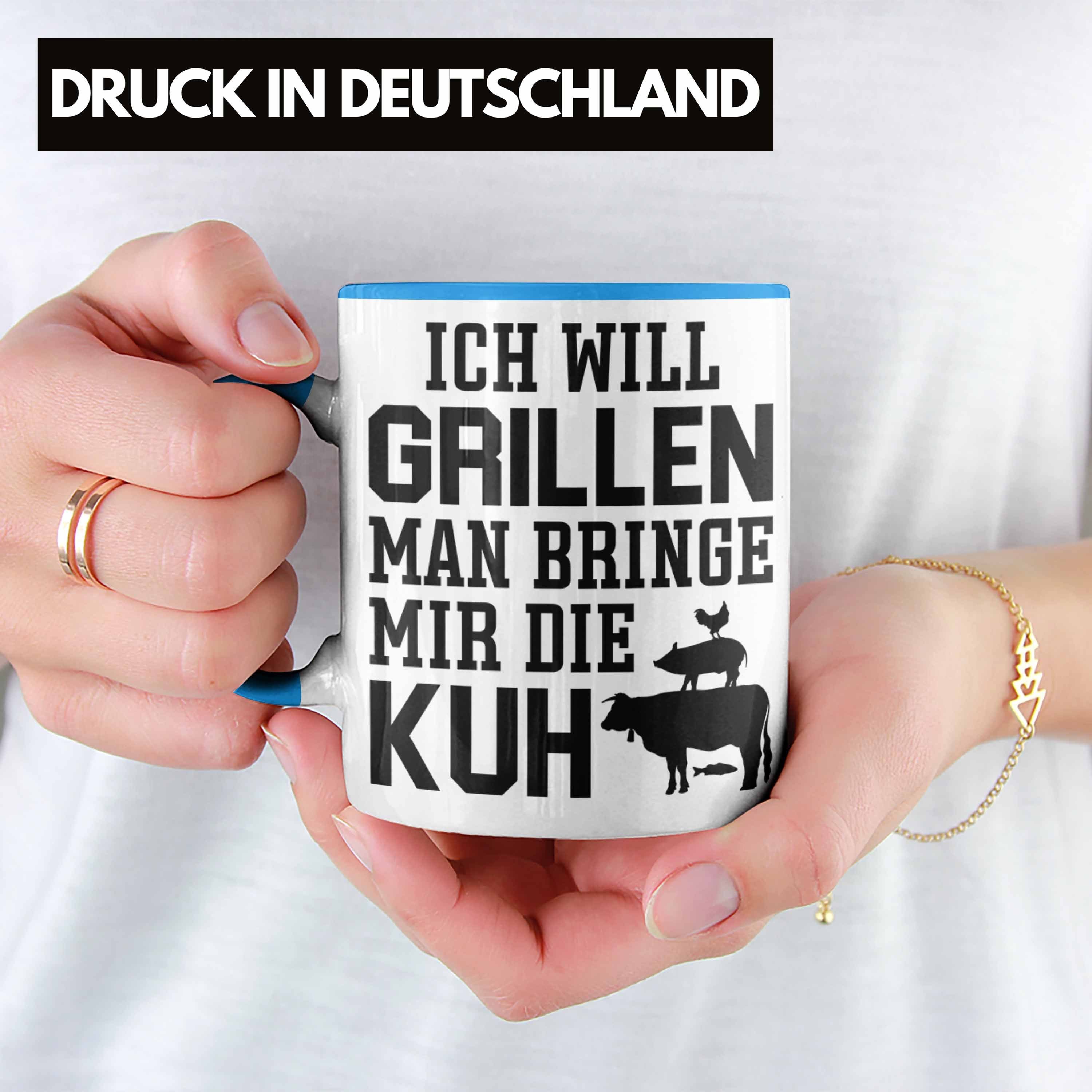 - Geschenkidee Grillen Trendation Liebhaber Blau Tasse Männer Grill Trendation Geschenk Vater Tasse Steak