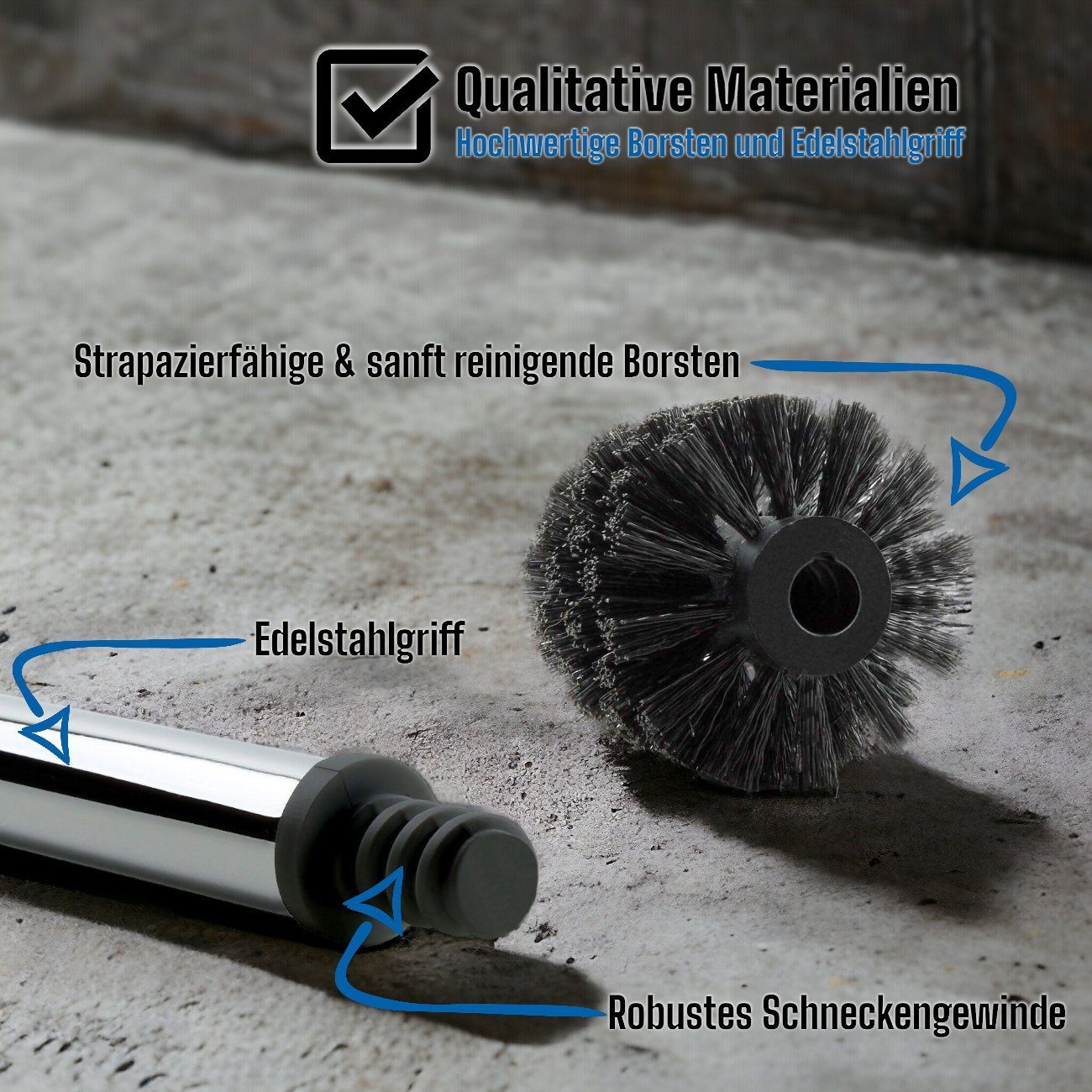 Daloual WC-Reinigungsbürste Ersatzbürstenköpfe Ø 6,5 cm inklusive Edelstahlgriff, Badezimmer, Gäste-WC, (Vorteils-Set, 12-tlg), Auswechselbarer Bürstenkopf, hoc – Bild 5 von 5