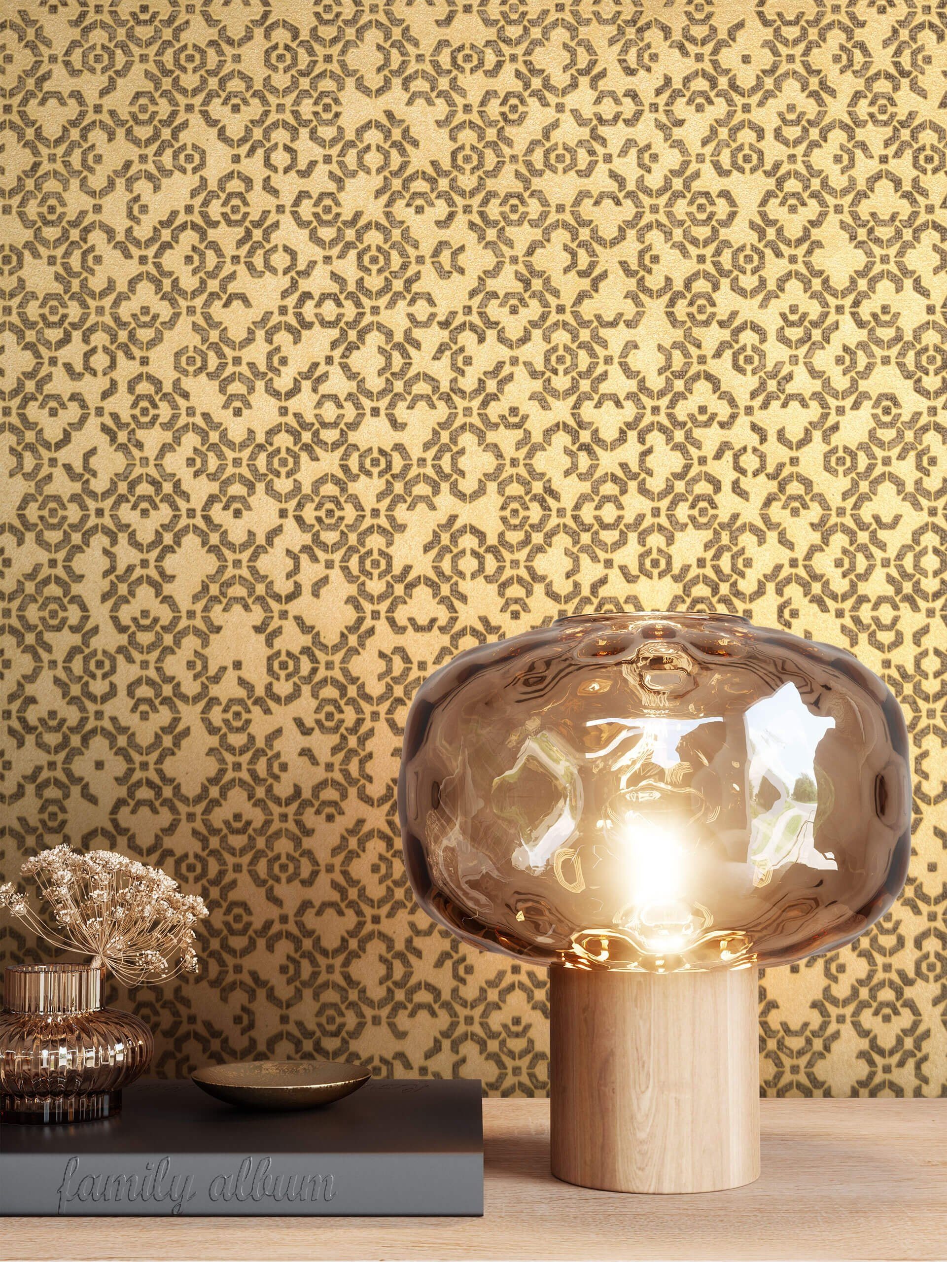 Newroom Vliestapete, Gold Tapete Orientalisch Glänzend - Mustertapete Metal günstig online kaufen