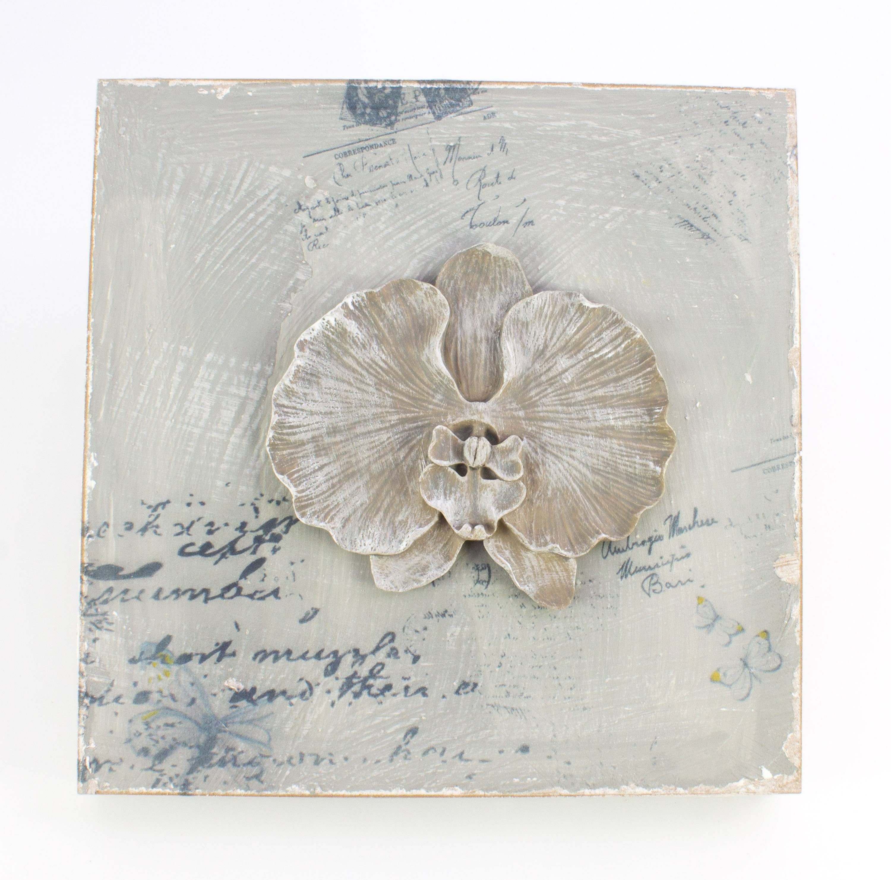 INNA-Glas Wandbild Deko Bild Phalaenopsis Orchidee, hellgrau, 32x32cm