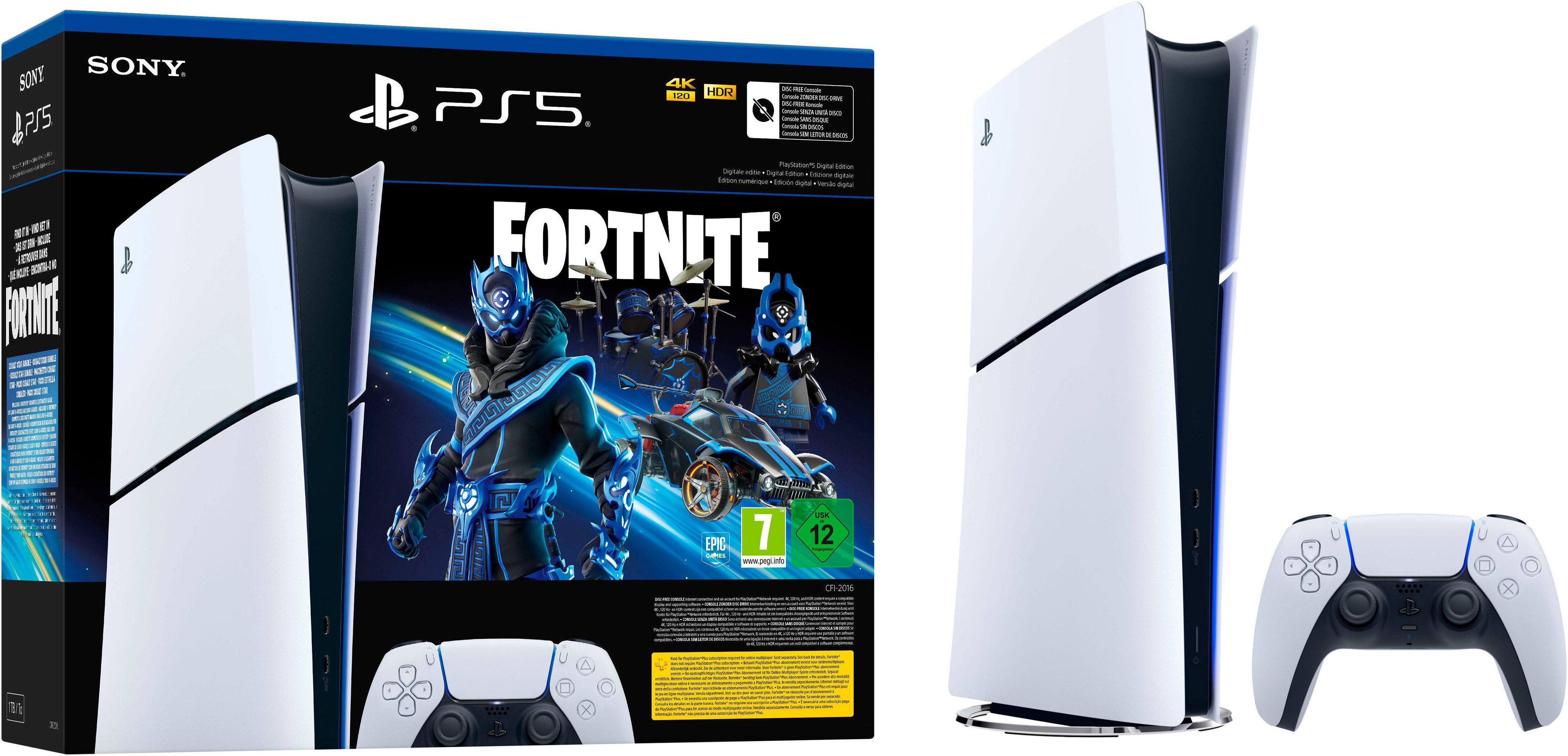 Playstation PlayStation 5 Digital Edition, Slim Fortnite Cobalt Star Bundle