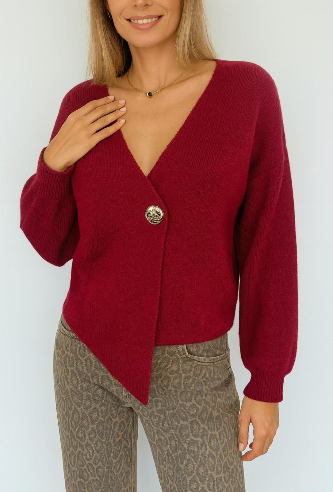 Worldclassca Cardigan WORLDCLASSCA Cardigan Strickjacke V-Ausschnitt Pulllover mit Knopf Neue Kollektion - Stilvolle und gemütliche Strickmode für Damen