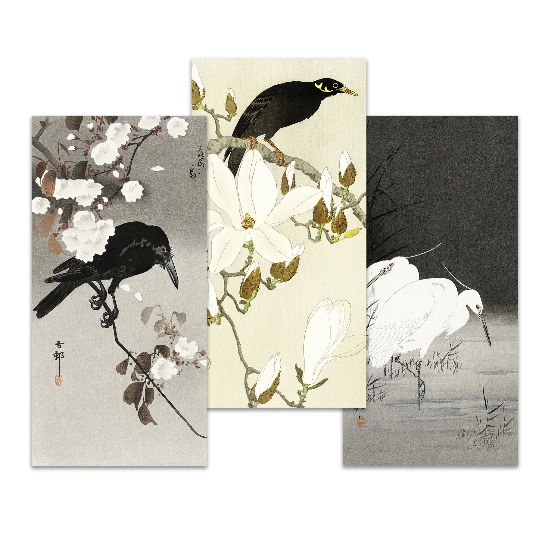 Poster Ohara Koson Kunstdruck 3erSet Papier 250 gr. matt 20 x 40 cm