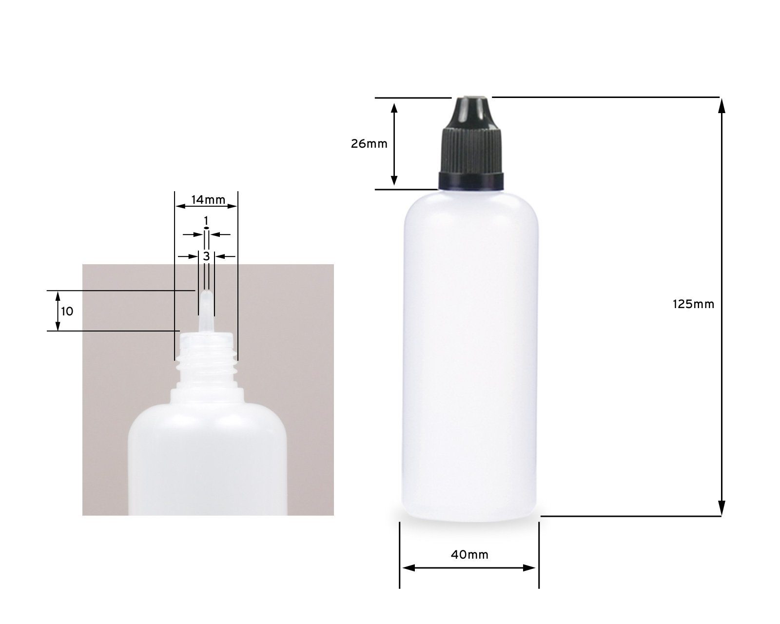 Kanister Deckel Tropfeinsatz, 250 100 Plastikflaschen G14, St) ml (250 schwarz LDPE, OCTOPUS