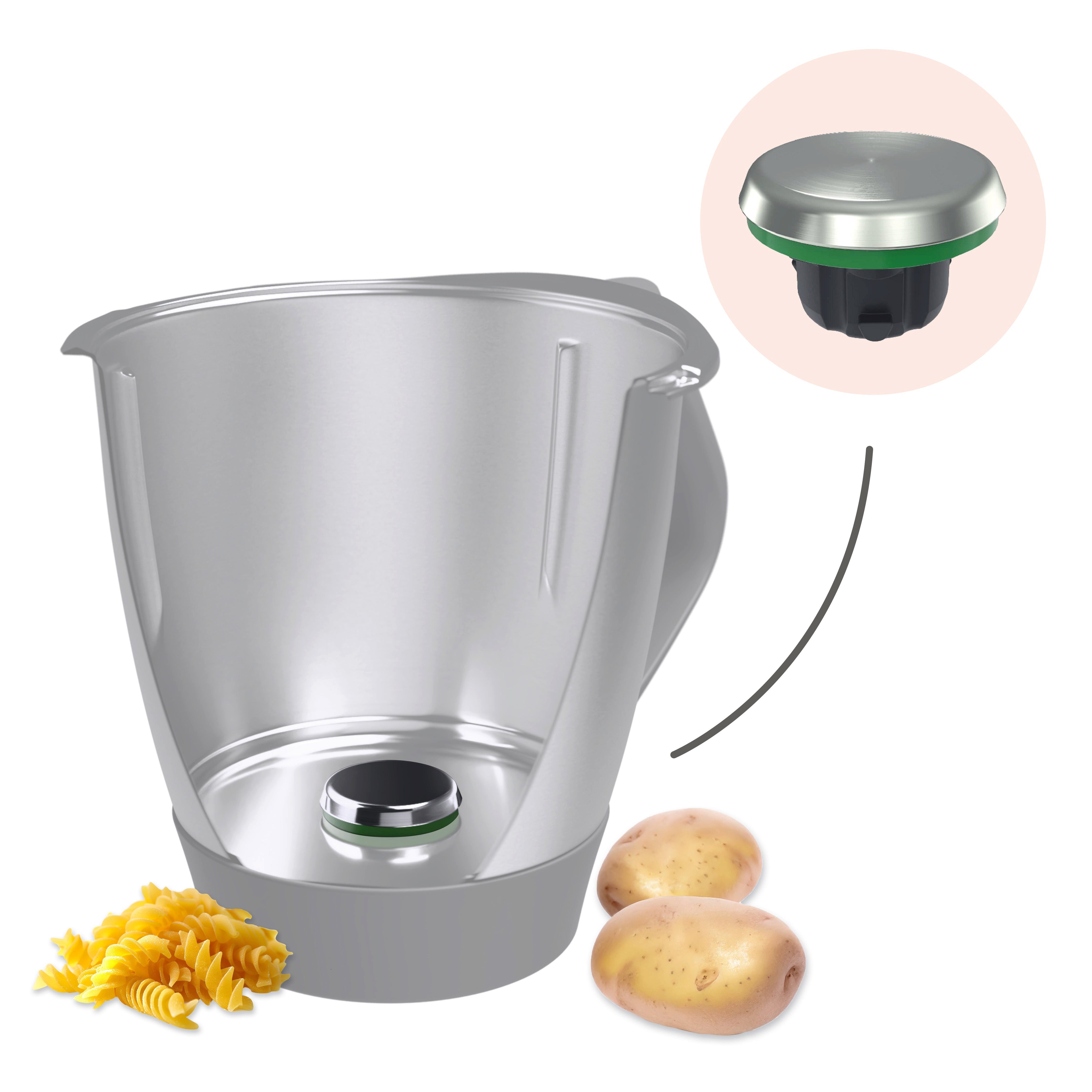 Wundermix Küchenmaschinen Zubehör-Set WunderCap® für Thermomix, Zubehör für TM7, TM6, TM5, TM31, Der revolutionäre Thermomix-Messerersatz