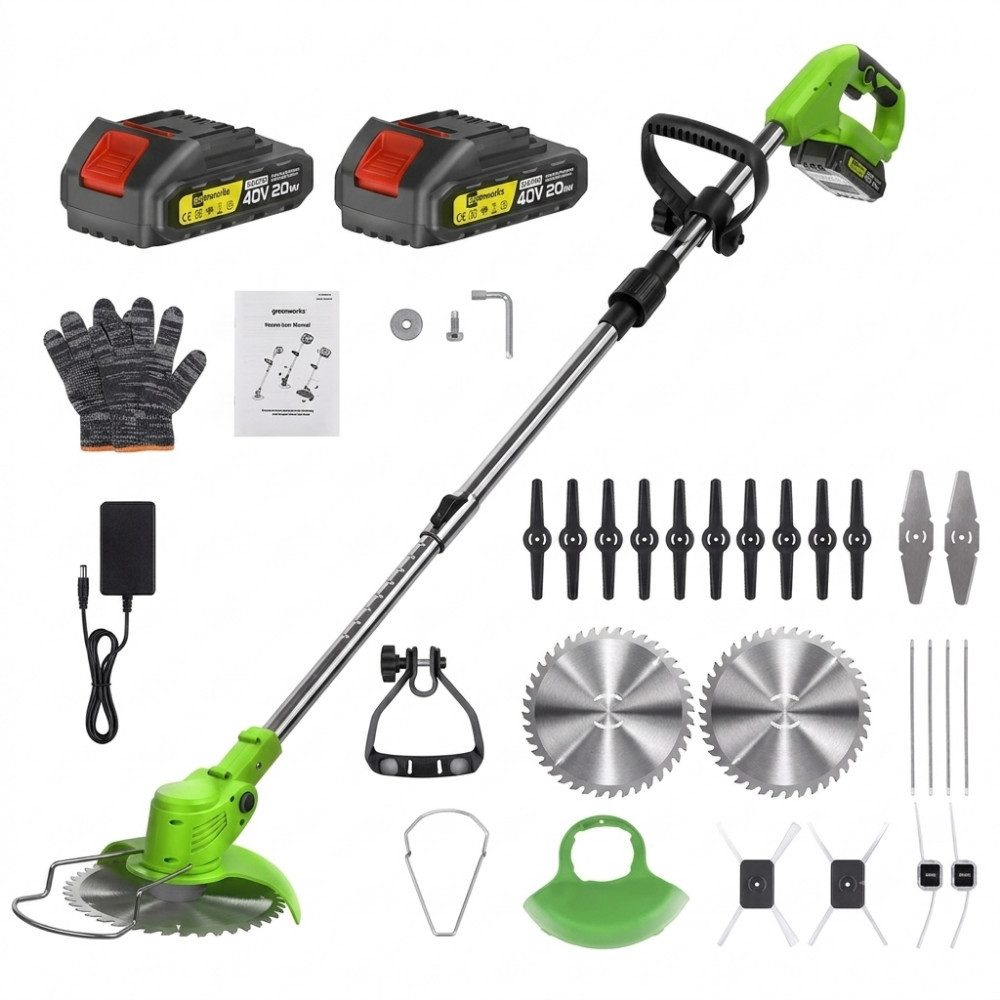 CONENTOOL Akku-Rasentrimmer Kabelloser Akku-Rasentrimmer Rasenkanten Gartenpflege, Bruchsicherer Schutzschild, Leichtes Gesamtwicht