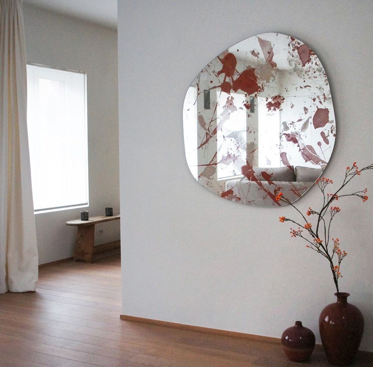 Spiegel - Luxus Kollektion 100 Wandspiegel 105 H. x Padrino cm Rot Moderner Wandspiegel - Designer Design Casa