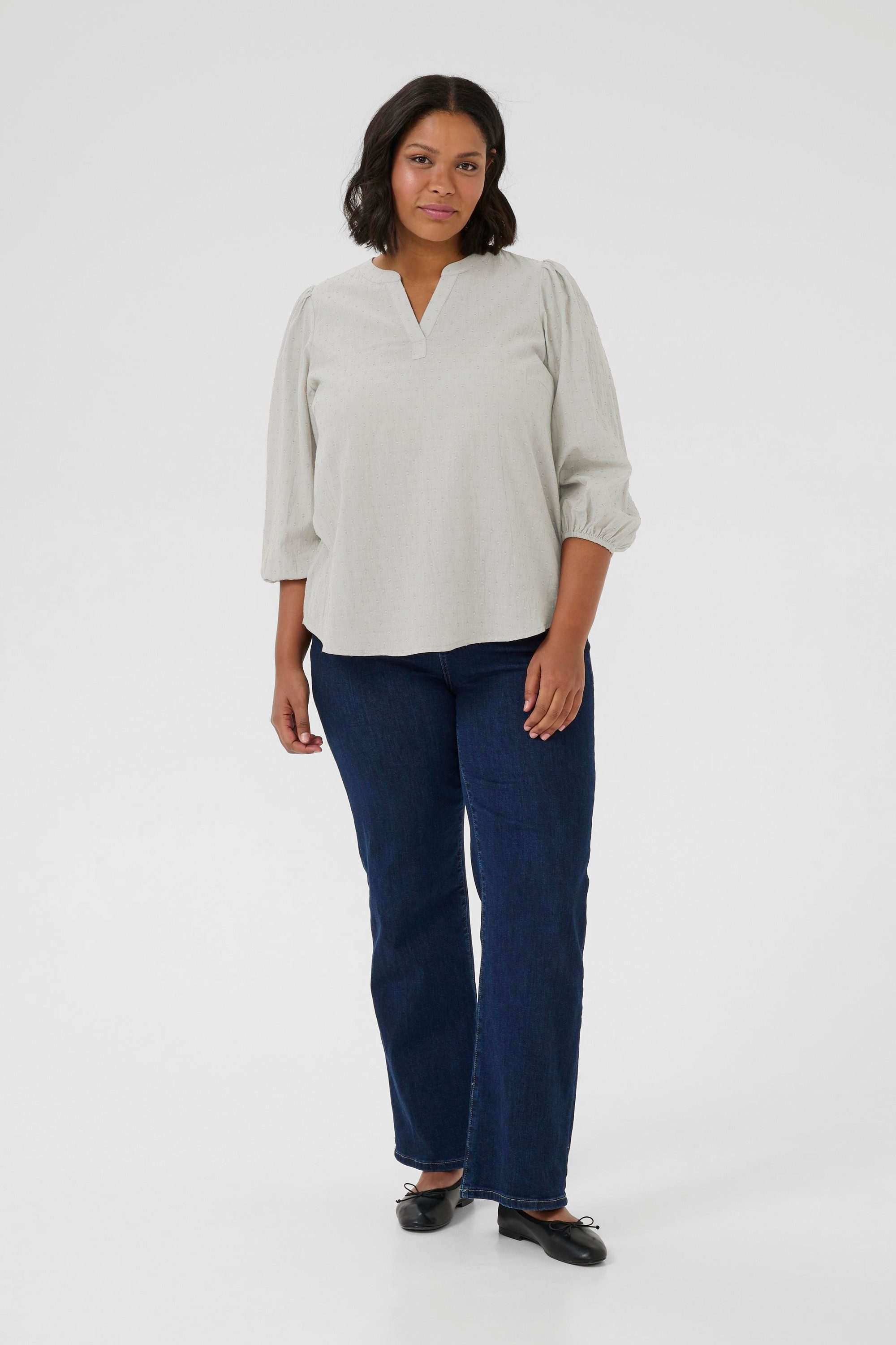 KAFFE Curve Langarmbluse Langarm-Bluse KCsilla Große Größen
