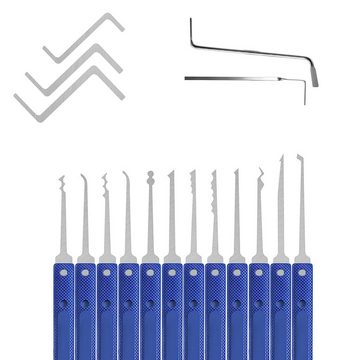 Retoo Türöffner 17-tlg Lockpicking Set Dietrich Set Transparentes Vorhängeschloss, 17-teiliges Dietrich-Set, 12 Dietriche, 5 Drehmomentschlüssel, Vorhängeschloss, Toolkit Knacken, Vielseitigkeit, Präzision und Effizienz, Rutschfeste Griffe