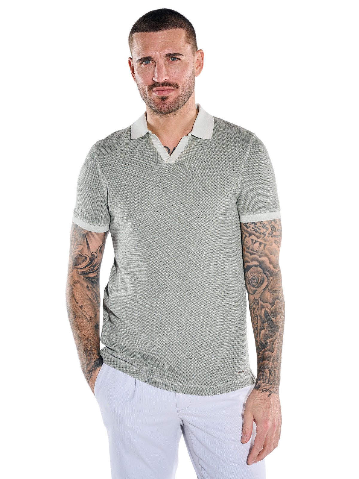 emilio adani Poloshirt Herren Modisches Poloshirt mit besonderer Struktur, Hellgruen