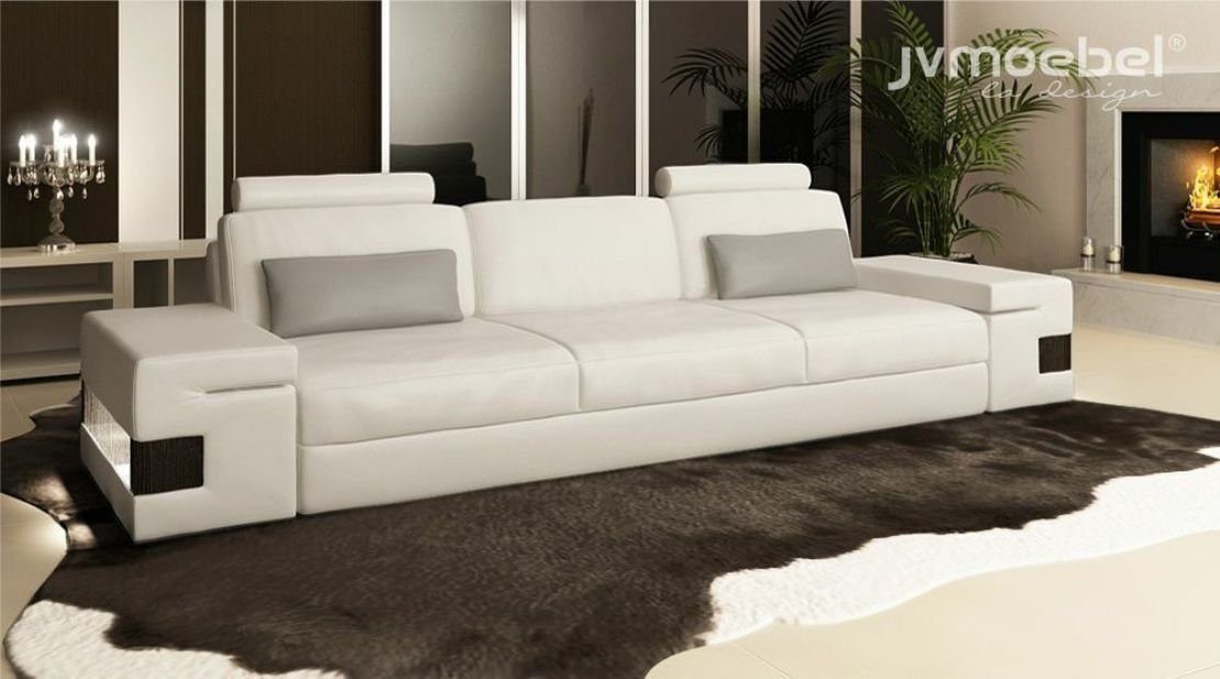 JVmoebel Sofa, Moderne Luxus Designer Sofa 3 Sitzer Textil Weiße Couchen xxl big