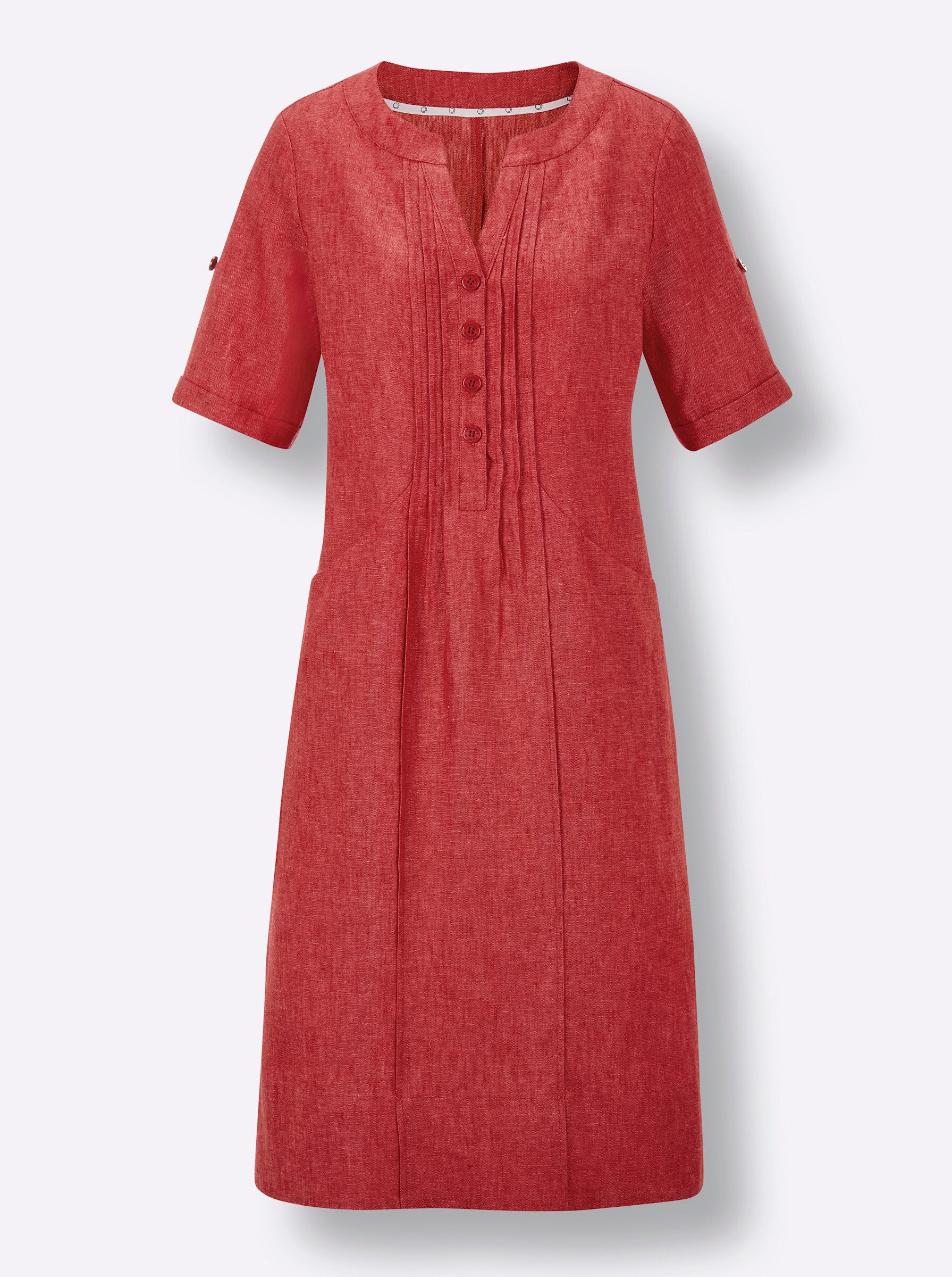 creation L Etuikleid Leinen-Kleid Kurzarm