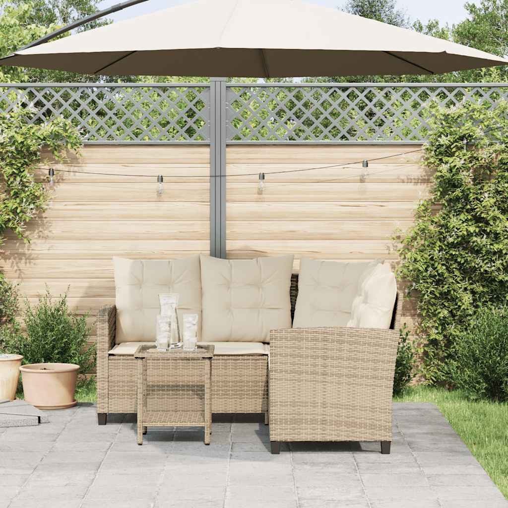 vidaXL Loungesofa Gartensofa in L-Form mit Tisch und Kissen Beige Poly Ratt günstig online kaufen