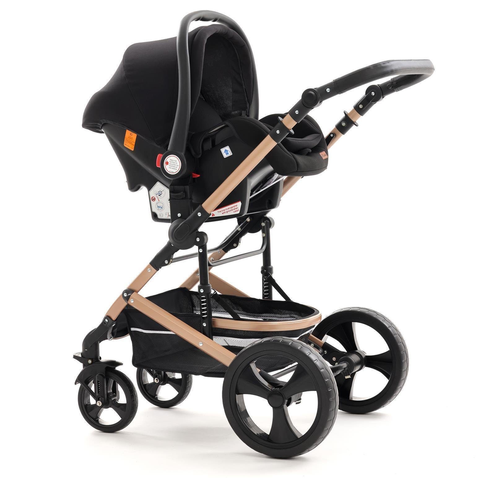 schwarz Set 3in1 Pixini Kinderwagen Kombi-Kinderwagen Kalani Pixini