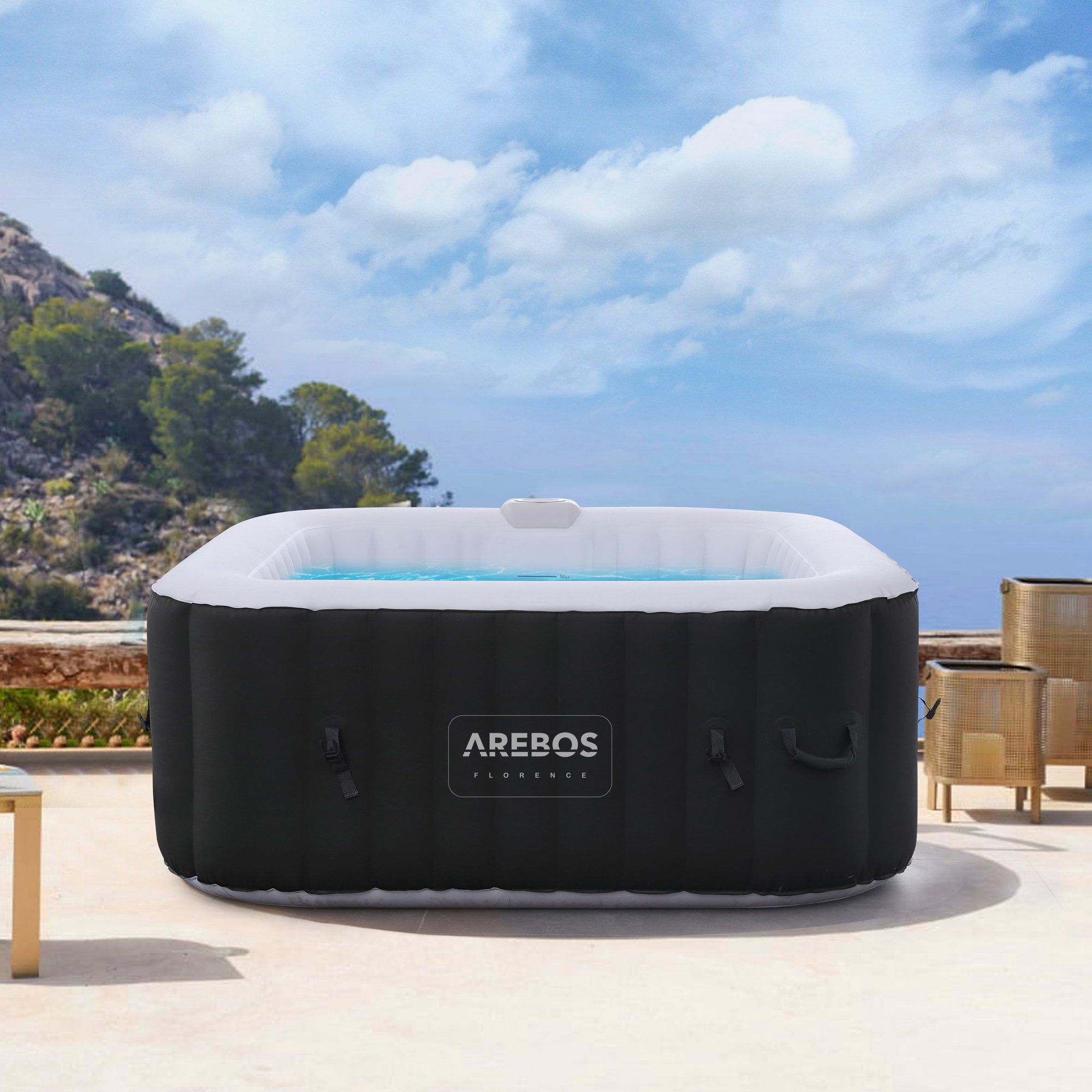 Arebos Whirlpool Whirlpool aufblasbar mit Heizung & Massage für Indoor & Ou günstig online kaufen
