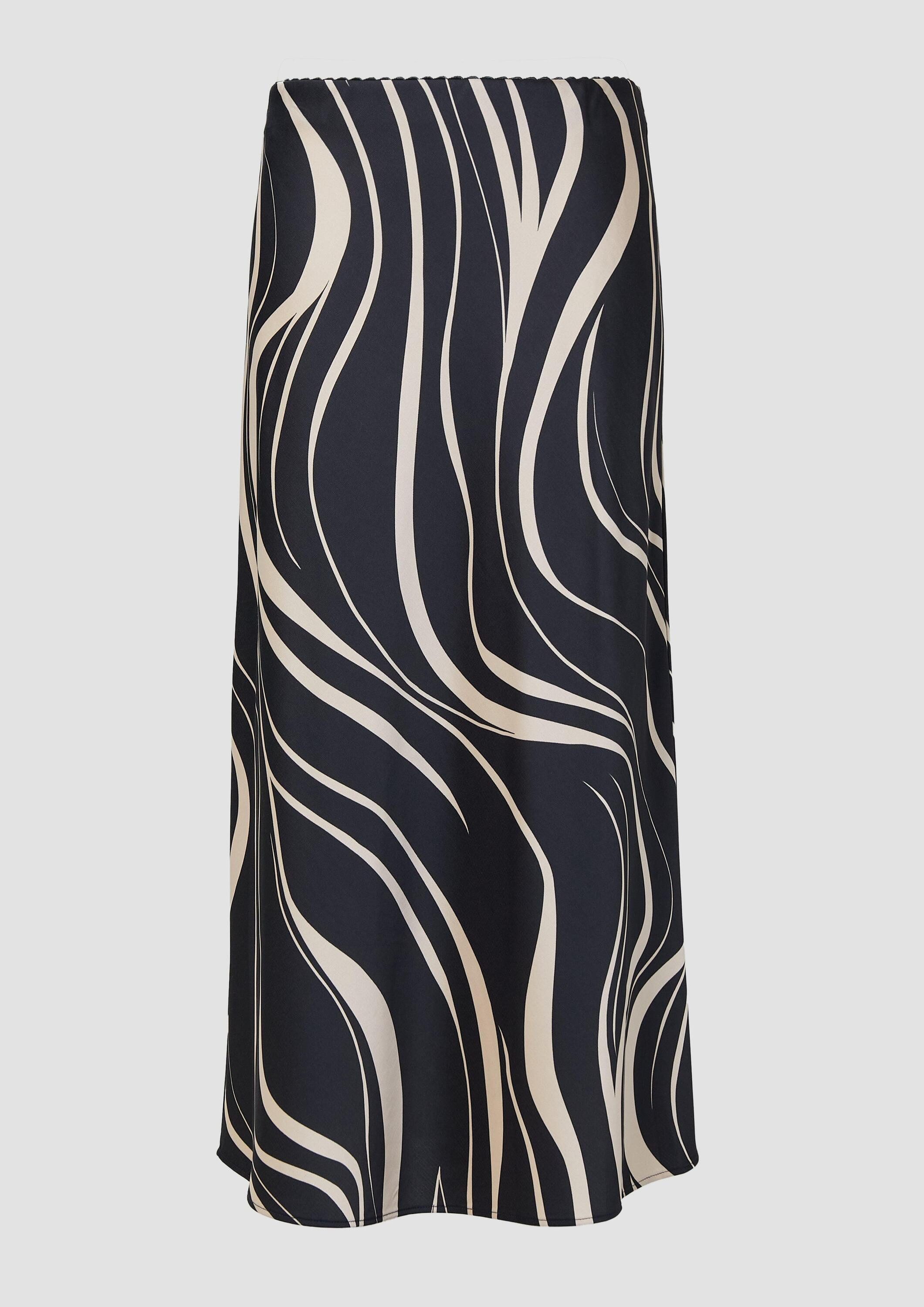 s.Oliver Maxirock Rock Satinierter Midirock mit Elastikbund und All-over-Print
