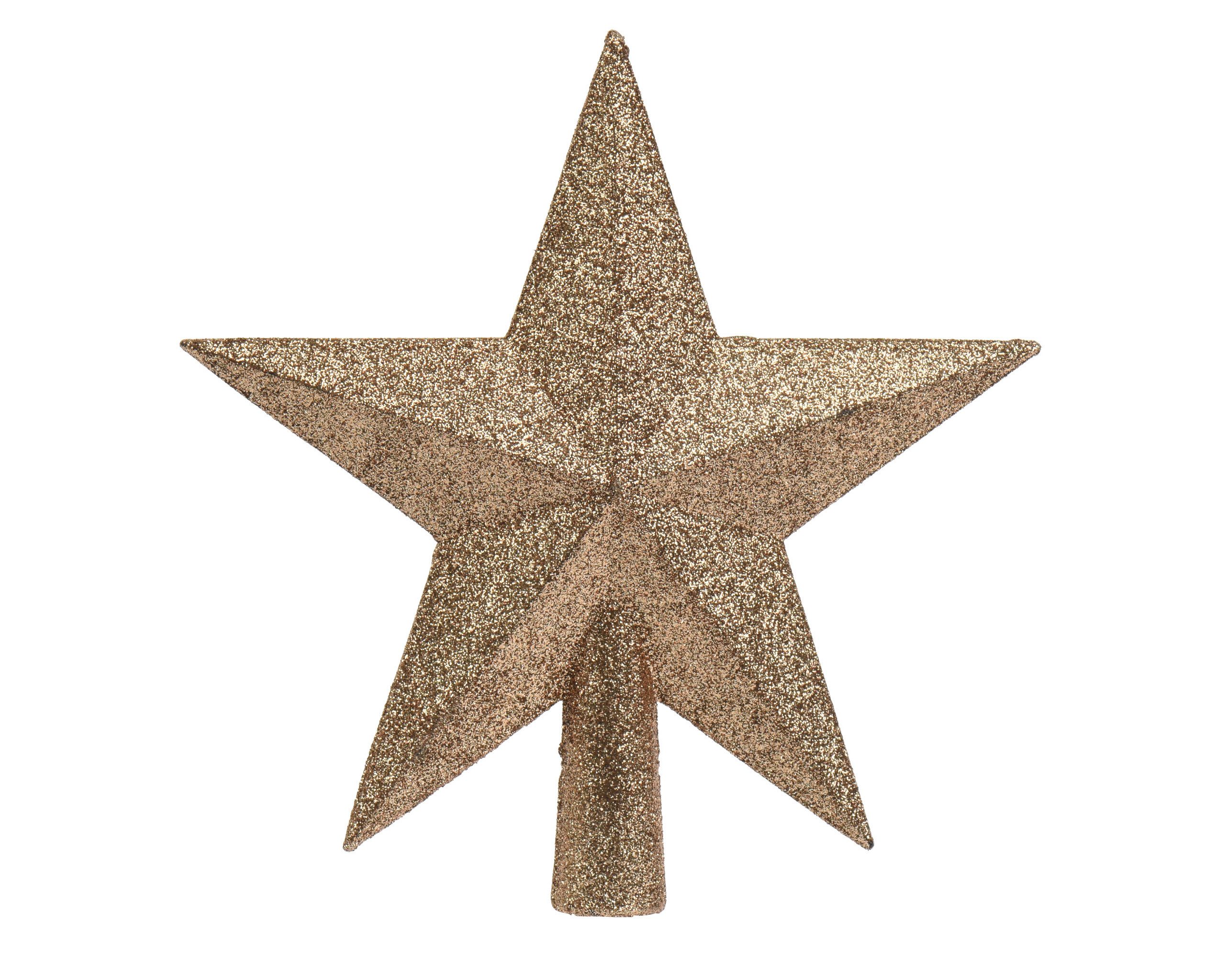 Kaemingk Christbaumspitze, Christbaumspitze Stern mit Glitzer 19cm Kunststoff - Karamellbraun