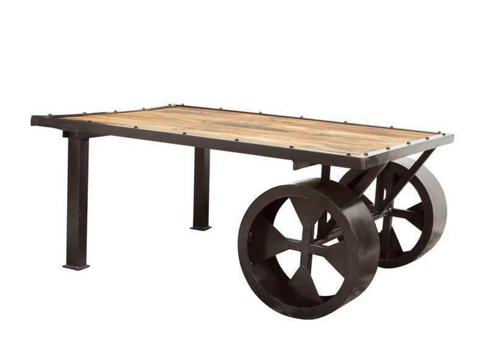 Massivmoebel24 Couchtisch RAILWAY (Massivholz, Massivholztisch), Couchtisch Mango 110x80x45 natur lackiert RAILWAY #133