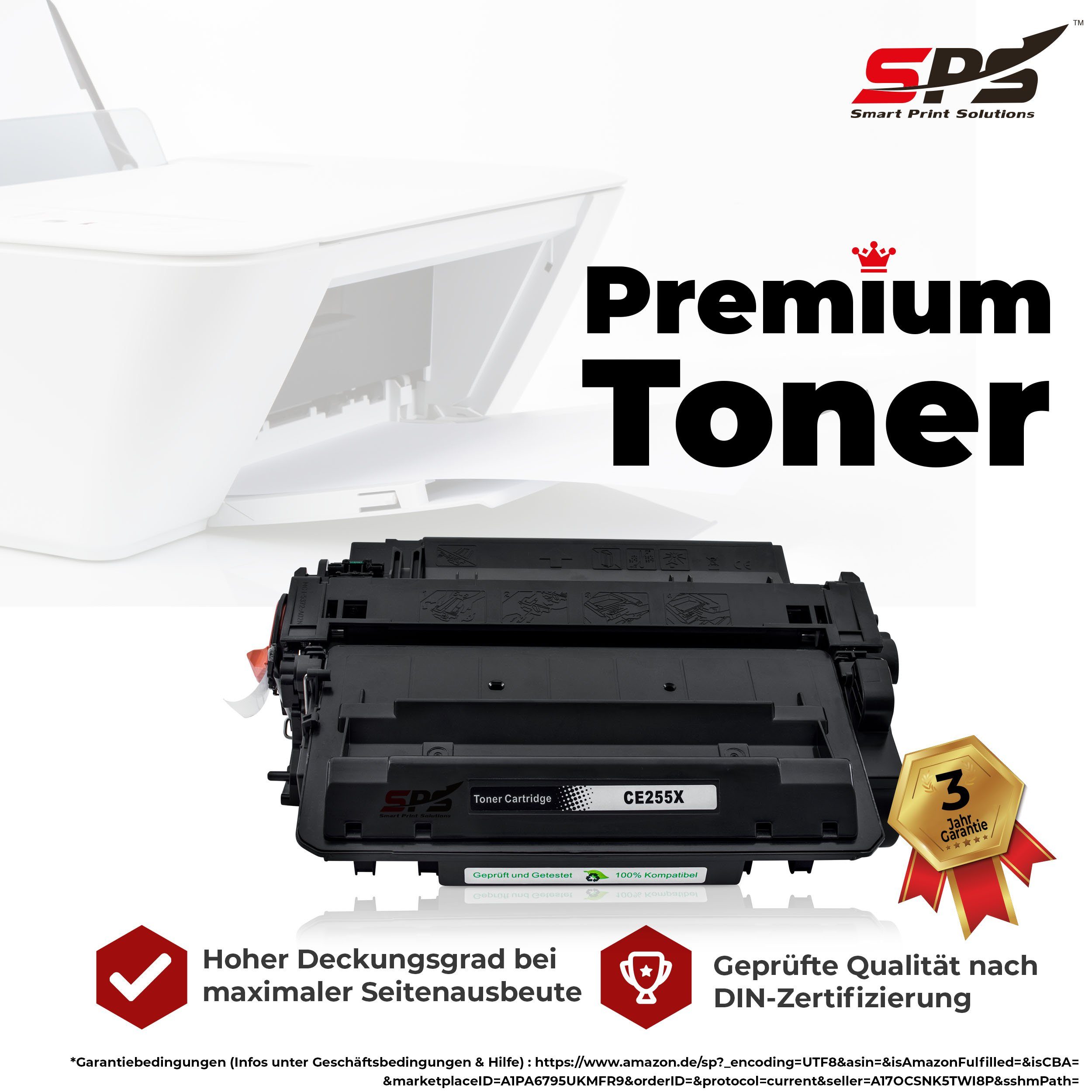 SPS Tonerkartusche Kompatibel P CE255X, 55X 3010 für Laserjet (1er Pack) HP