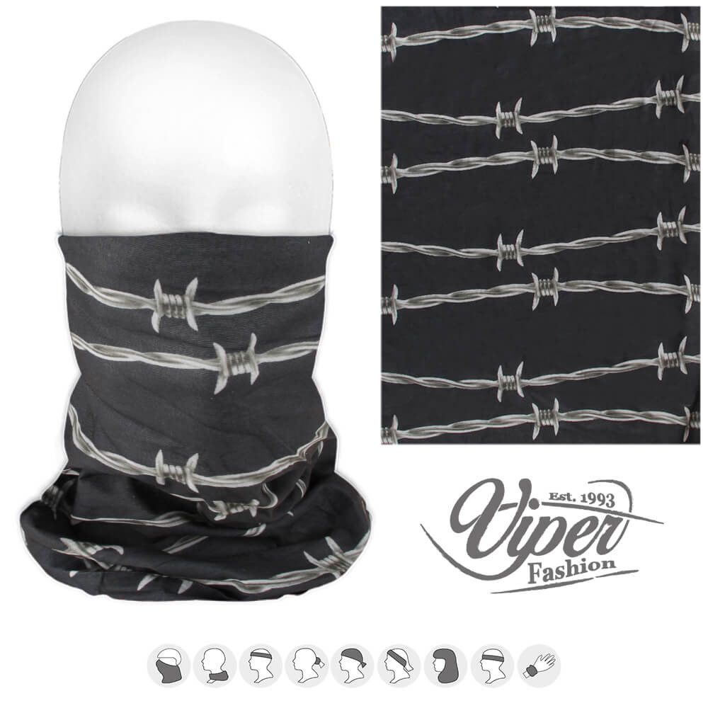 Tini - Shirts Multifunktionstuch Multifunktionstuch grau / dunkelgrau mit Stacheldraht Muster, Looptuch, Loppschal, Stirnband grau / dunkelgrau, Stacheldarht Muster