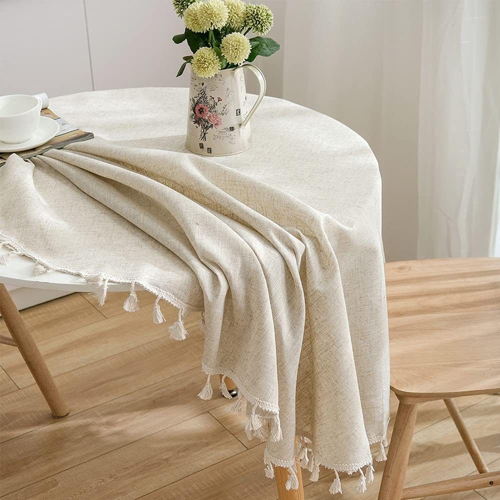 TUWENA Tischdecke Abwaschbar Leinen Baumwolle Tischtuch,Knitterfrei Tischtuch mit Quaste – Bild 5 von 5