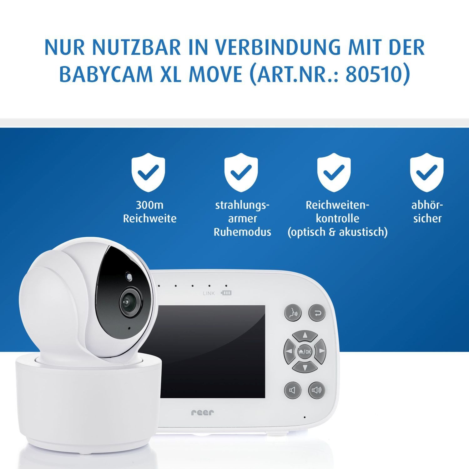 Reer Video-Babyphone Video Babyphone, Video Babyphone, 1-tlg., bis zu 300 Meter Reichweite, bis zu 300 Meter Reichweite