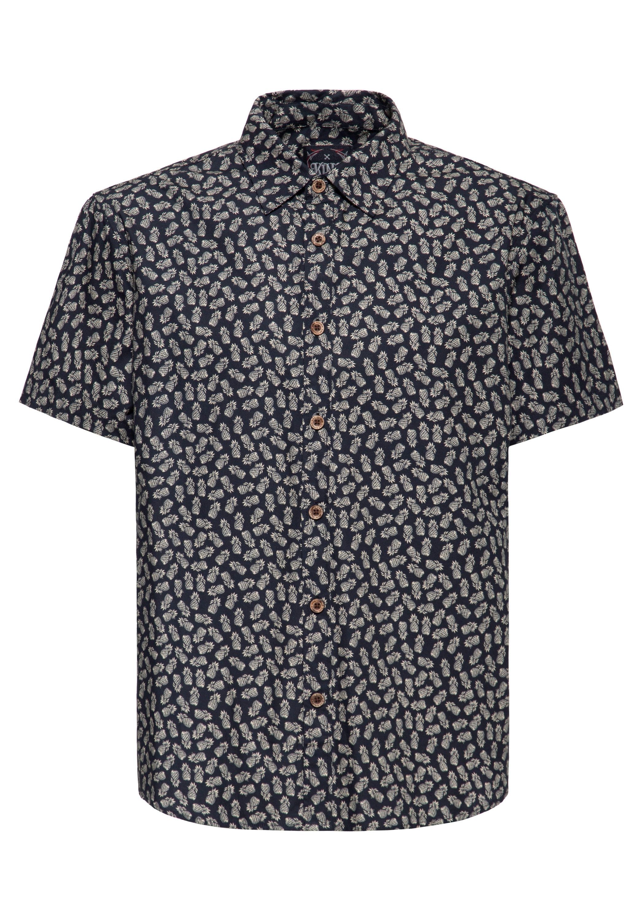 KingKerosin Kurzarmhemd Pineapple mit Allover-Print