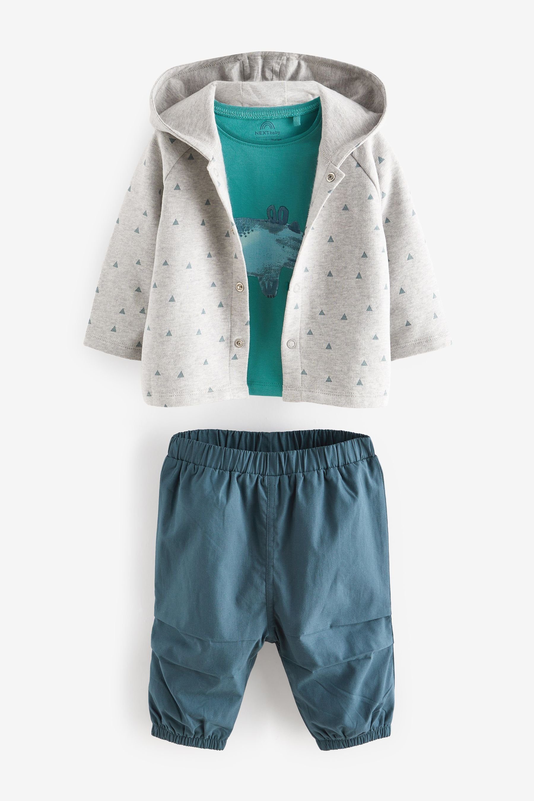 T-Shirt Sweatanzug Kapuzenjacke, Next und Baby-Set: Jogginghose (3-tlg)