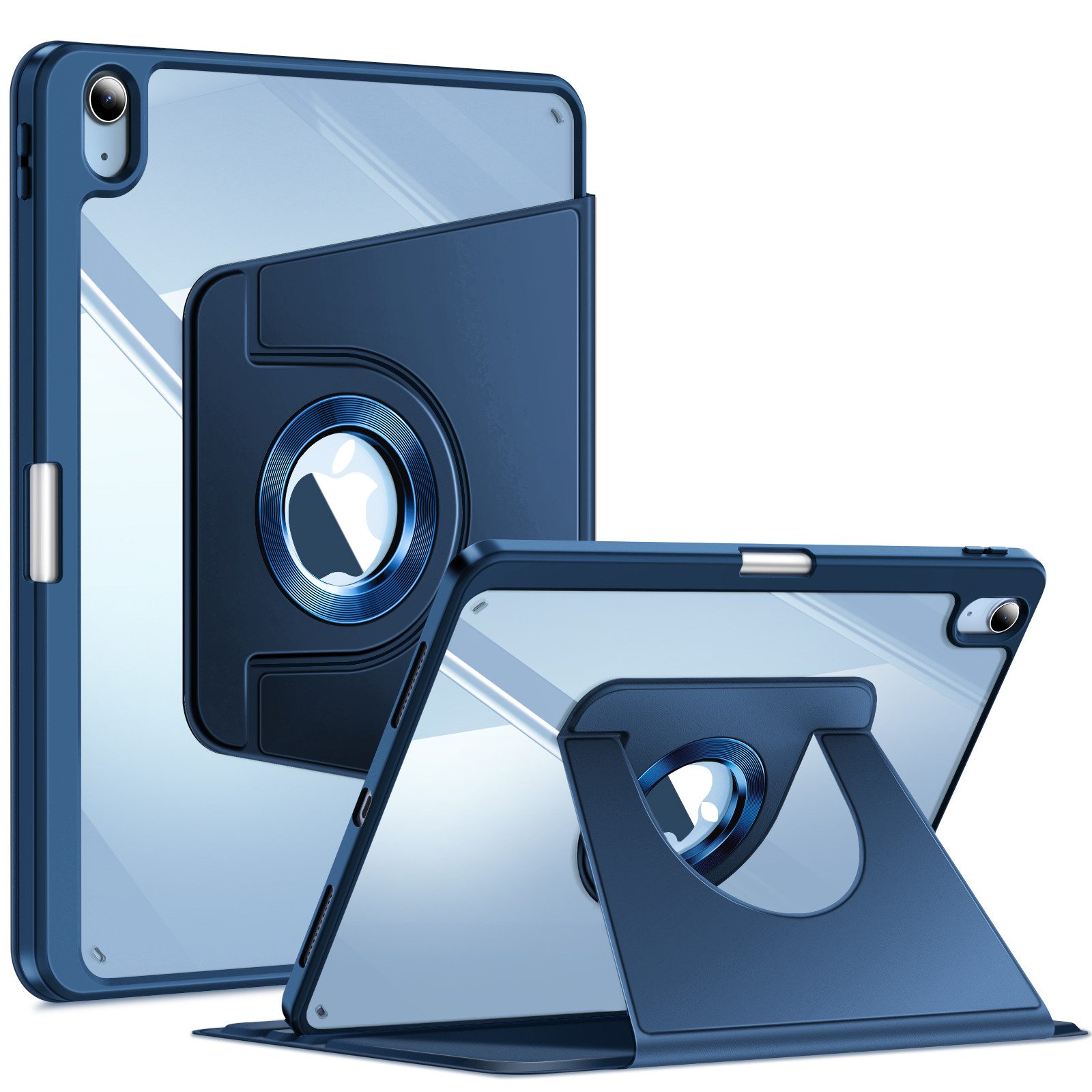 Fintie Tablet-Hülle für iPad Air 11'' M4/M3/M2(2026/2025/2024), iPad Air 5/4 Gen 2022/2020 10,9 Zoll, mit Stifthalter, 360° drehbar, klar Acryl-Rückseite, stoßfestem Rahmen