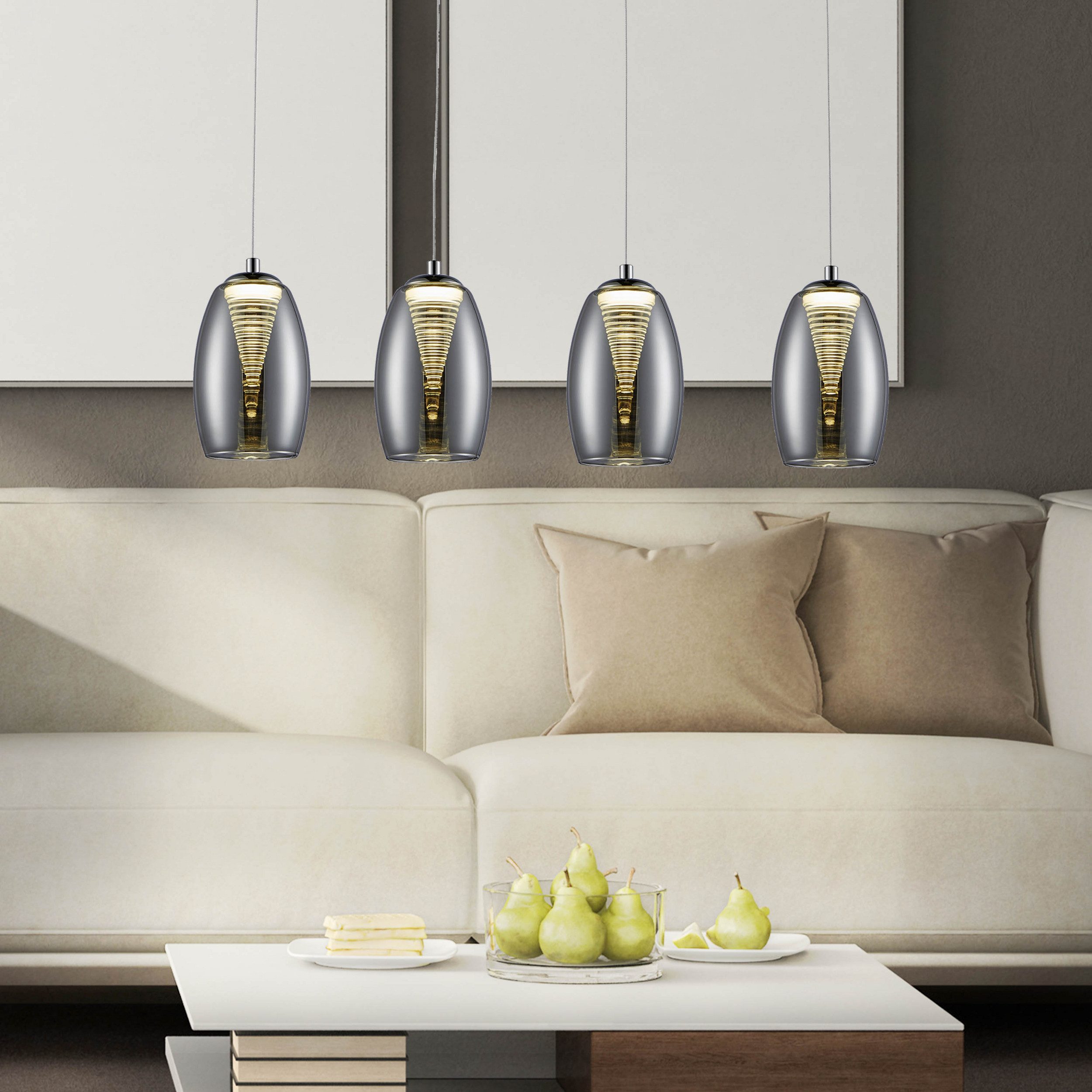 Lightbox Pendelleuchte, LED fest integriert, Warmweiß, LED Hängelampe, höhenverstellbar, 3 Stufen Dimmer, 72 cm, 2000 lm