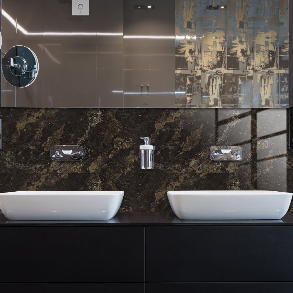 COOL-i ® Fliesenaufkleber Klebefliesen 4 Stück -30cm x 15cm, 3D Fliesenaufkleber (Marmor Optik), PVC Wasserfest, Selbstklebend, Hitzebeständig