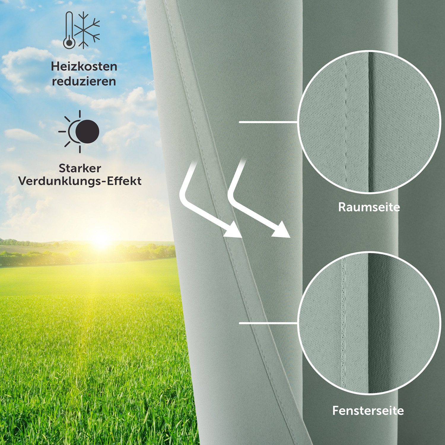 Blumtal Verdunkelungsvorhang 2er-Set Gardinen Wärmeisolierend Blickdicht (2 günstig online kaufen
