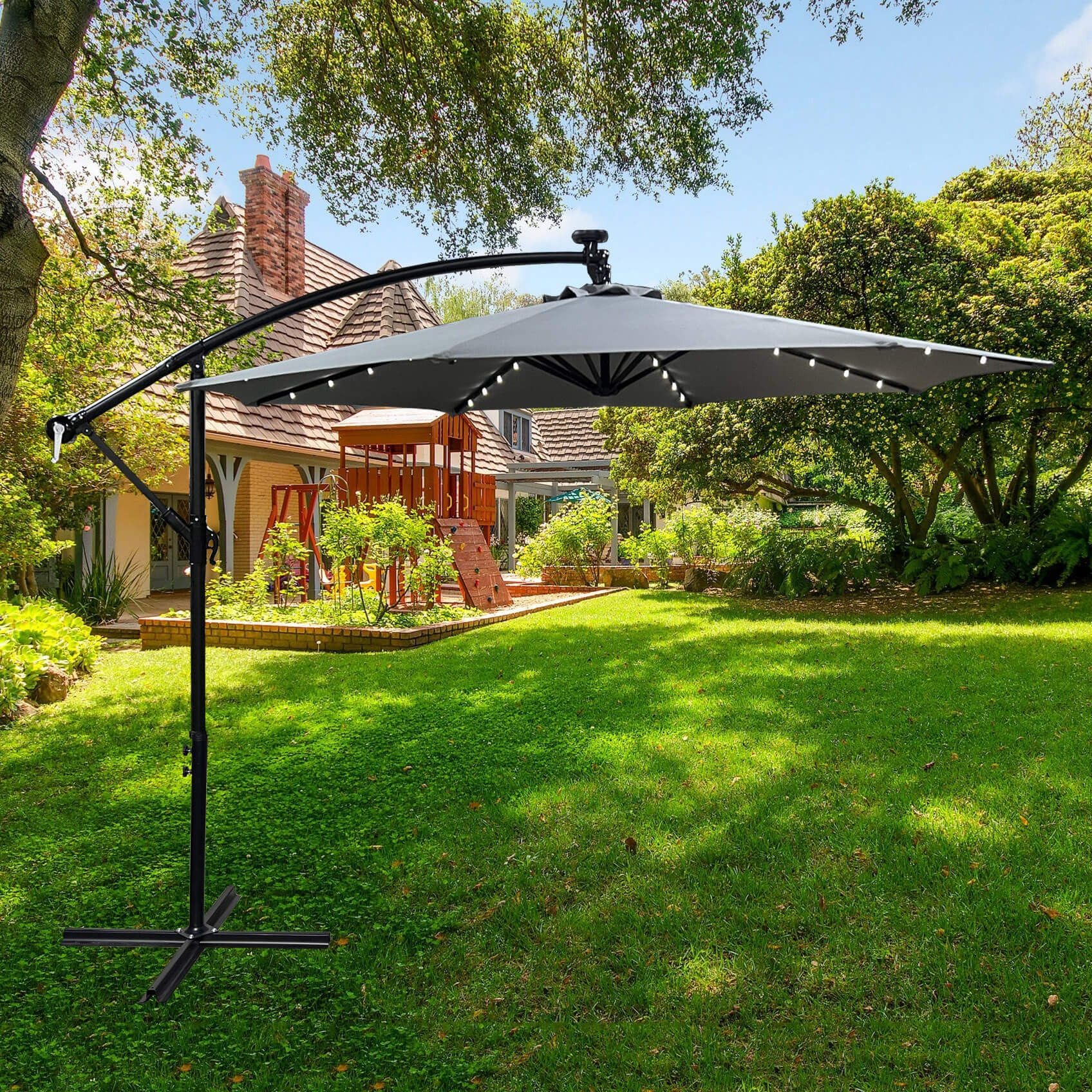 Raumhirsch Furniture Sonnensegel Ampelschirm, Gartenschirm mit UV-Schutz, Sonnenschirm, (LED-Ampelschirm - neigbar), (verschiedene Farben - Maße: 300x300cm)