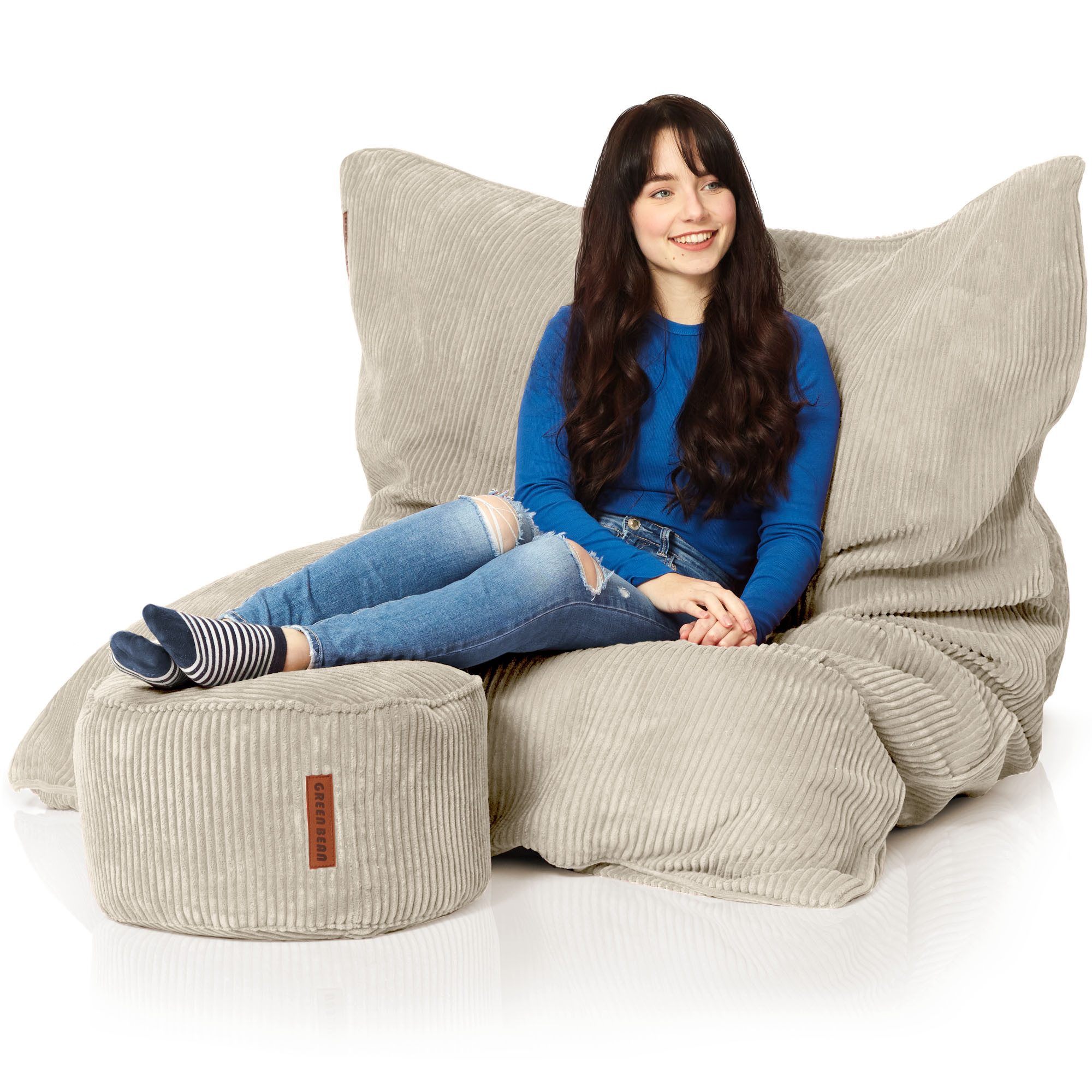 Green Bean Sitzsack Square Cord + Pouf (Sitzsack + Pouf im Set - XXL Riesen günstig online kaufen