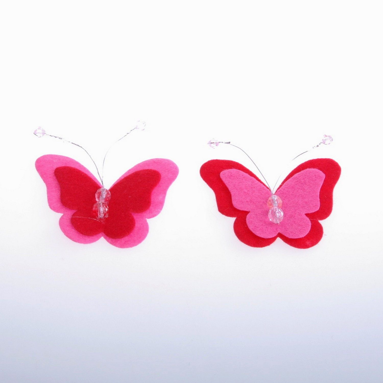 Deko AS Filzapplikation Filzschmetterlinge - 2-farbig - rosa-rot - 5,5 x 7 cm - 12 Stück - 75