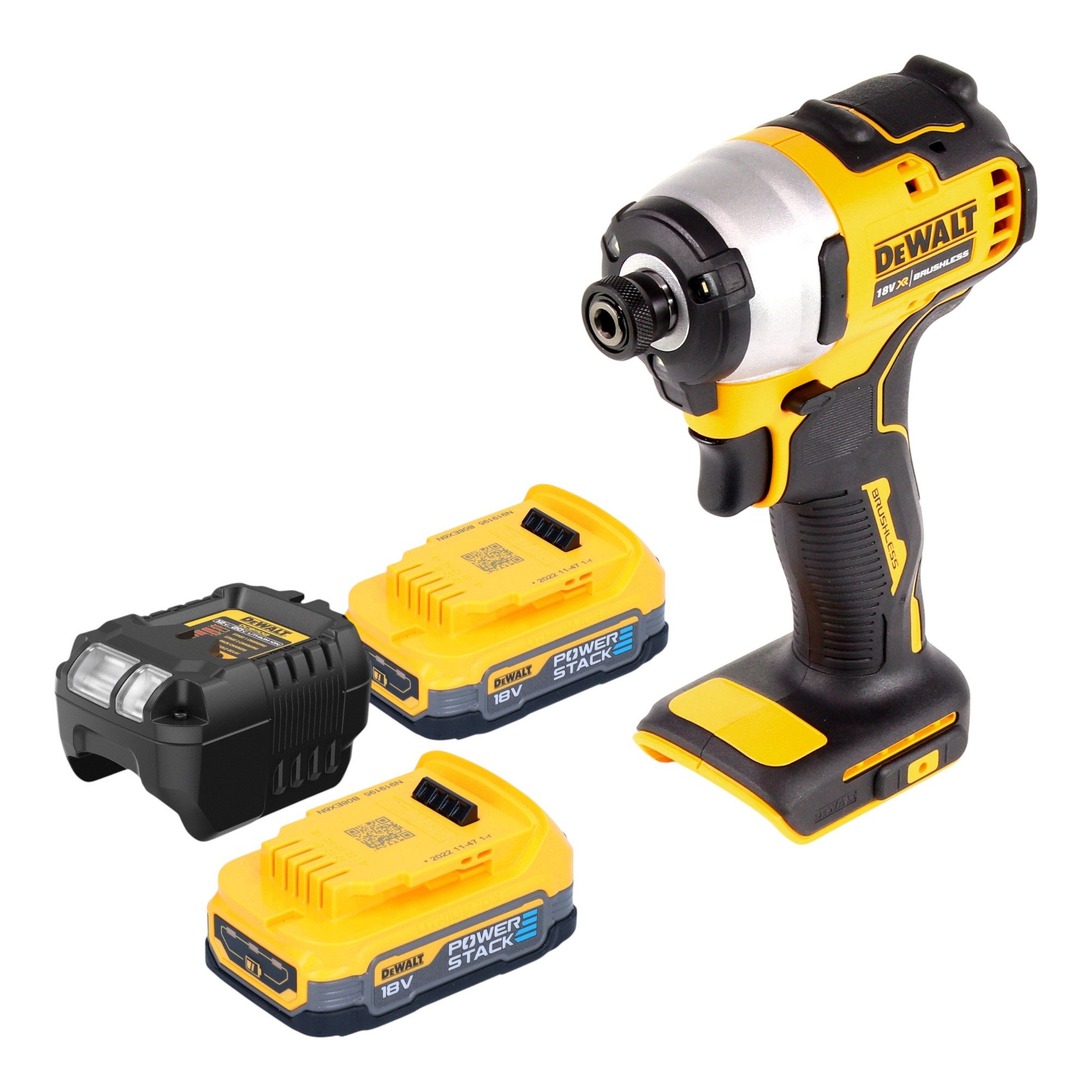 DeWalt Akku-Schlagschrauber DCF 809 E2 18 V Brushless + 2x Powerstack Akku 1,7 Ah + Ladegerät